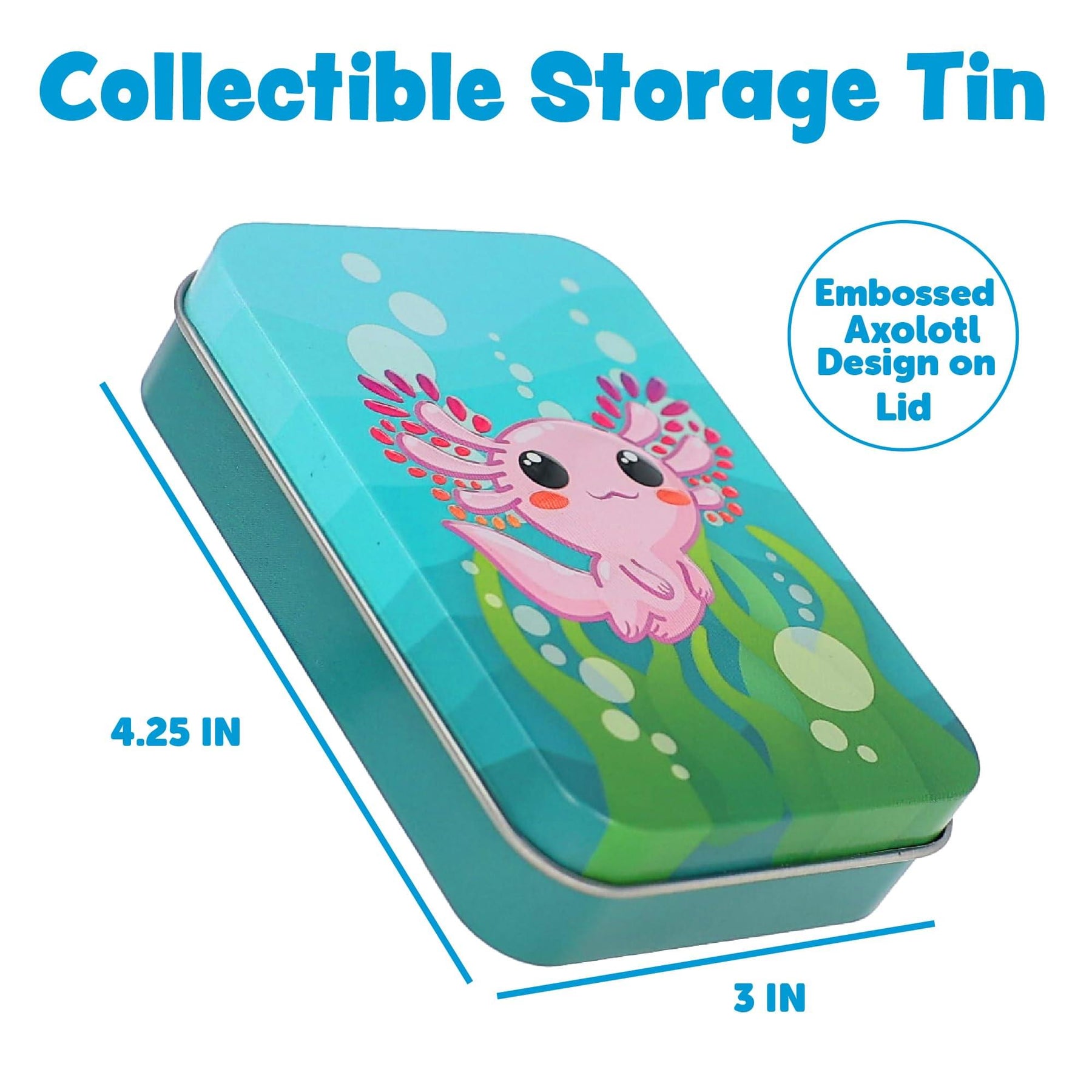 Axolotl Puffy Stickers In Embossed Tin | 16 Count