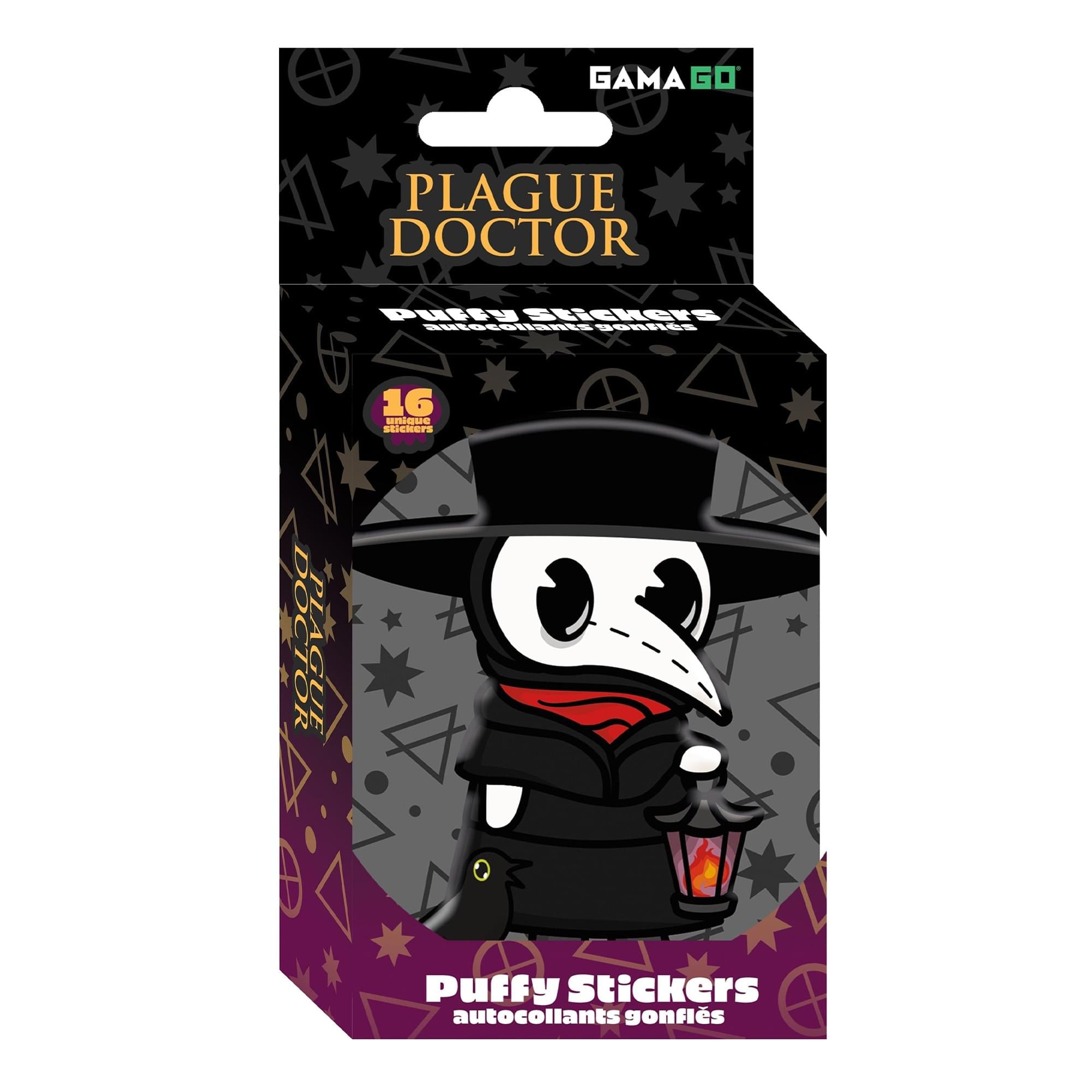 Plague Doctor Puffy Stickers In Embossed Tin | 16 Count