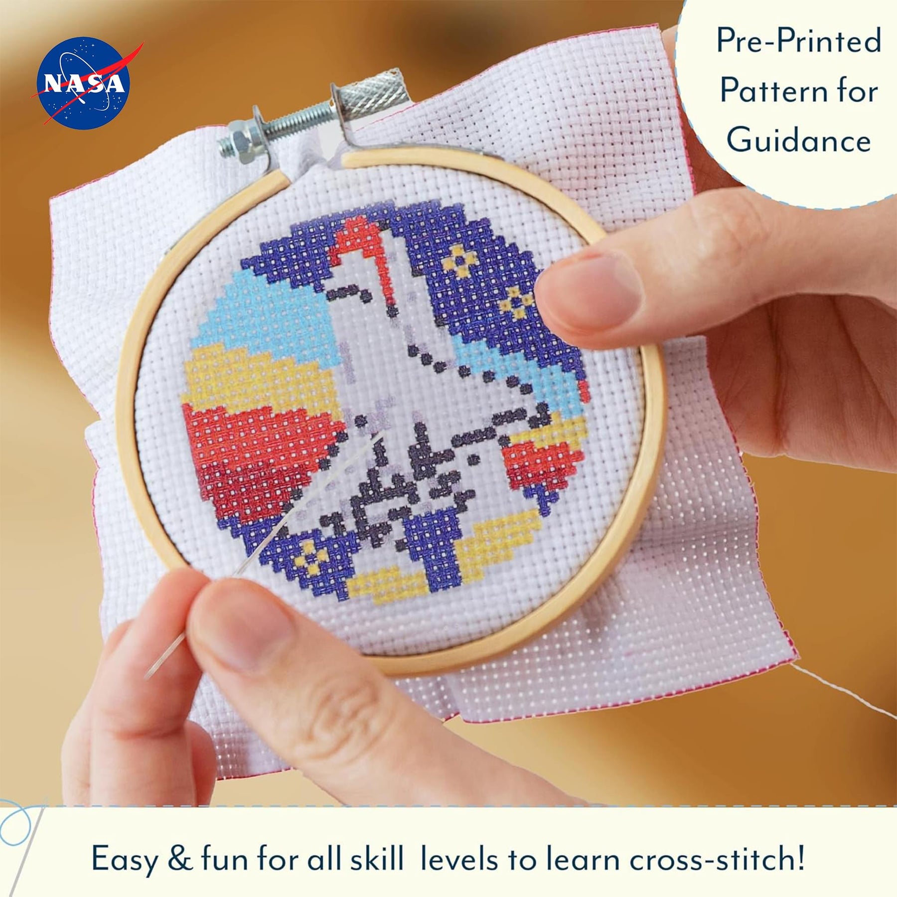 NASA Space Shuttle Cross Stitch Embroidery Kit | 3.5 Inches