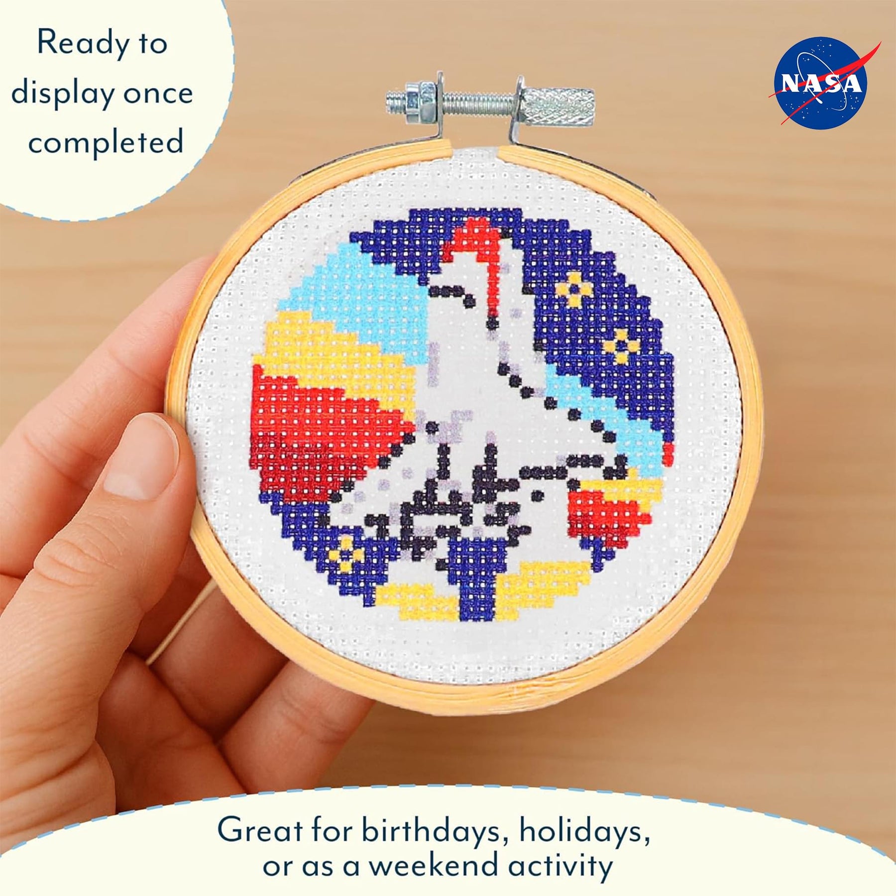 NASA Space Shuttle Cross Stitch Embroidery Kit | 3.5 Inches