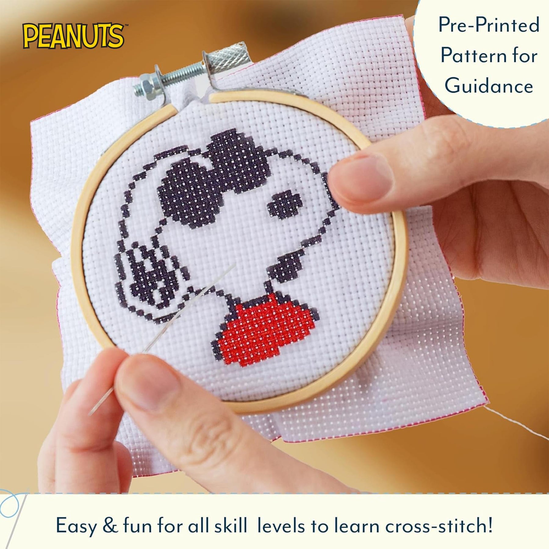 Peanuts Joe Cool Cross Stitch Embroidery Kit | 3.5 Inches