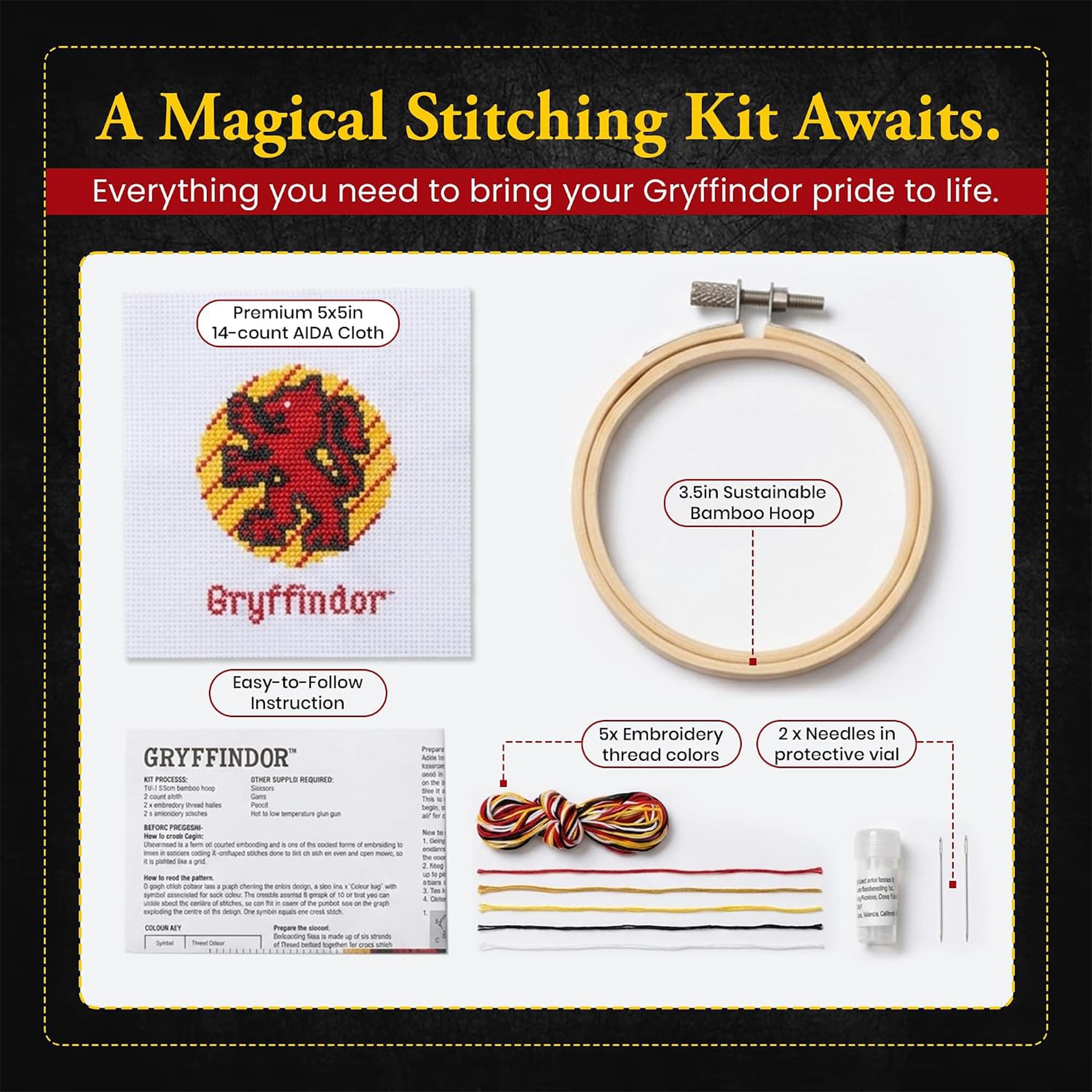 Harry Potter Gryffindor Cross Stitch Embroidery Kit