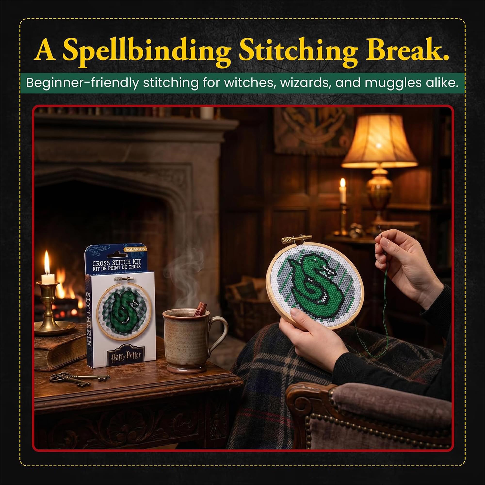 Harry Potter Slytherin Cross Stitch Embroidery Kit