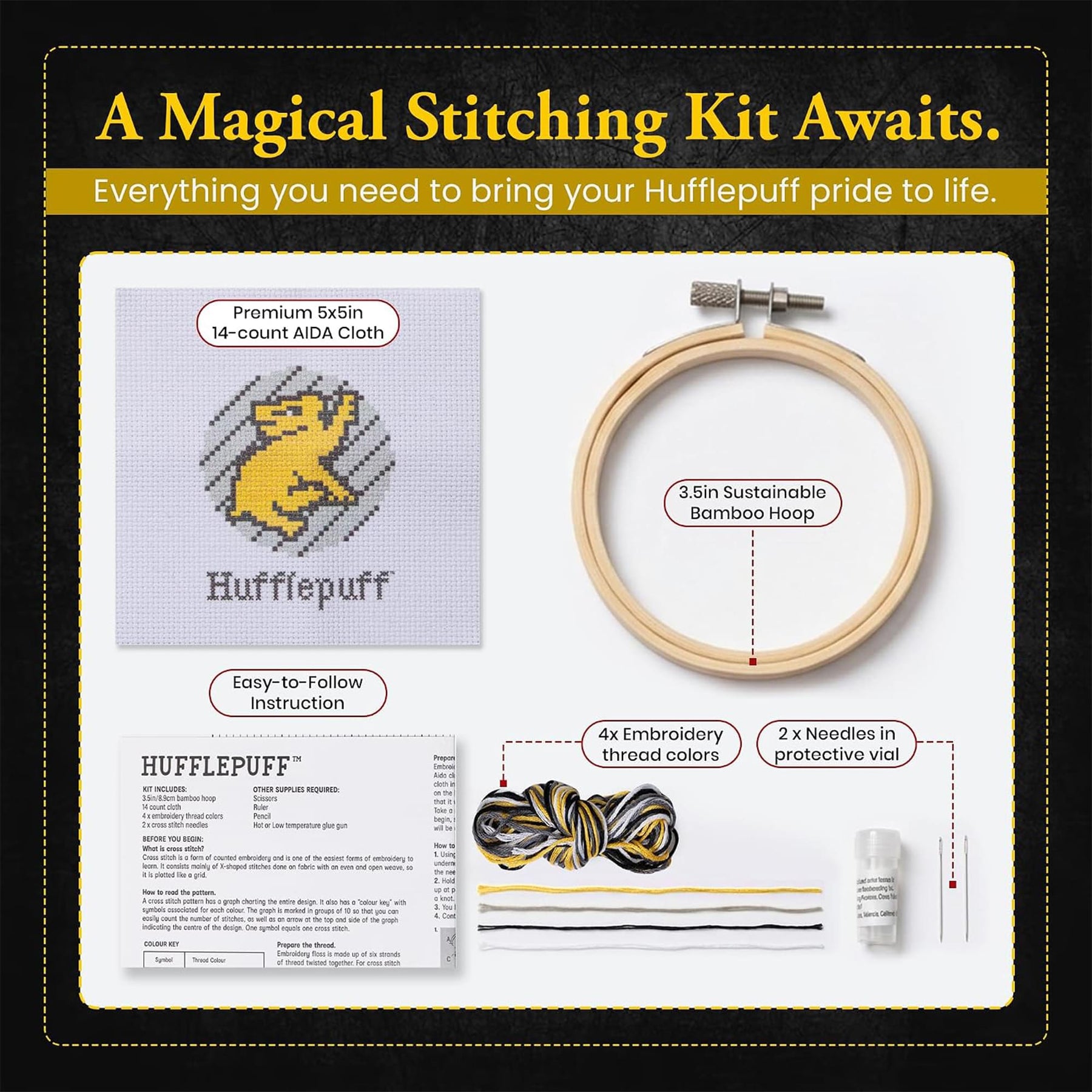 Harry Potter Hufflepuff Cross Stitch Embroidery Kit