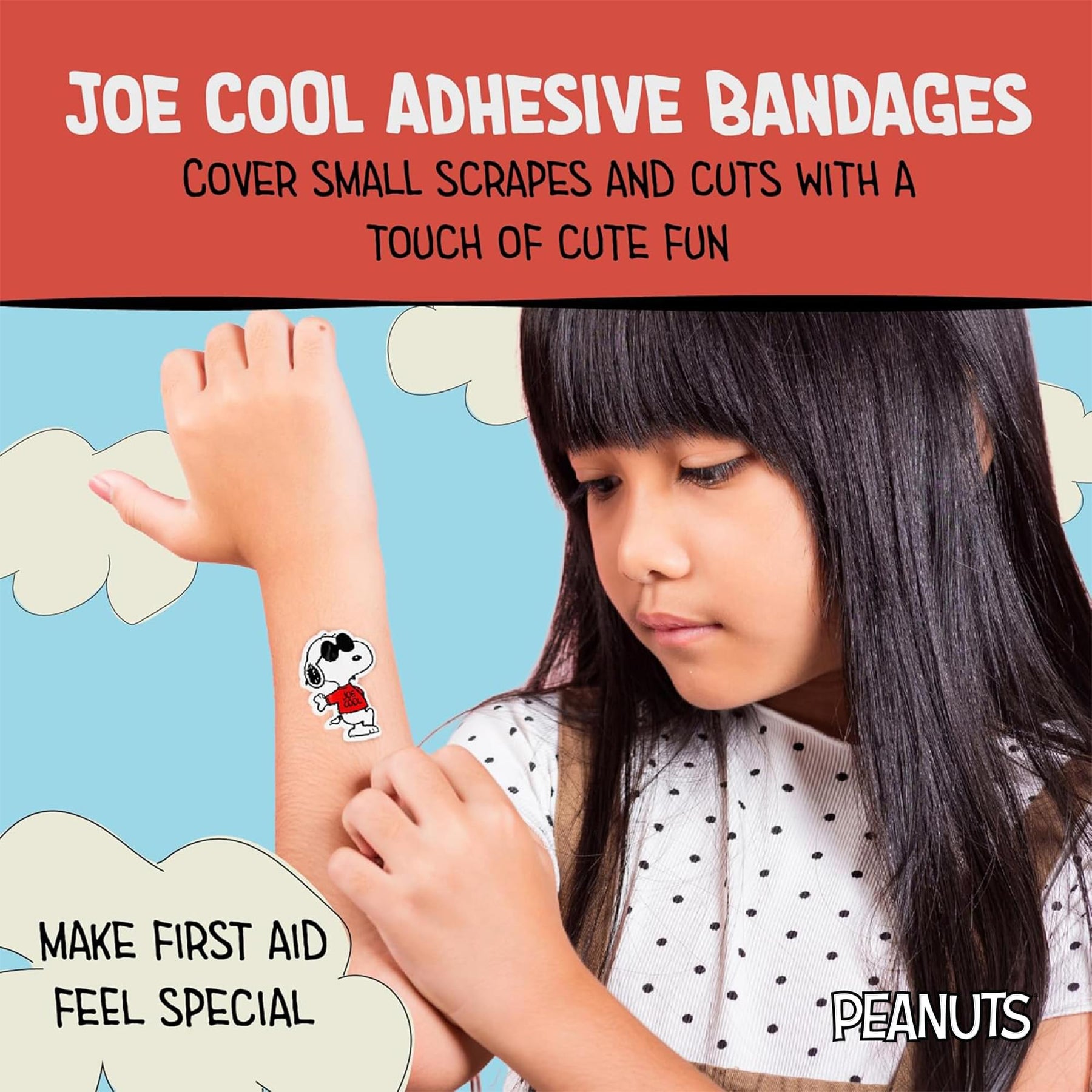 Peanuts Joe Cool Shaped Adhesive Bandages | 20 Count