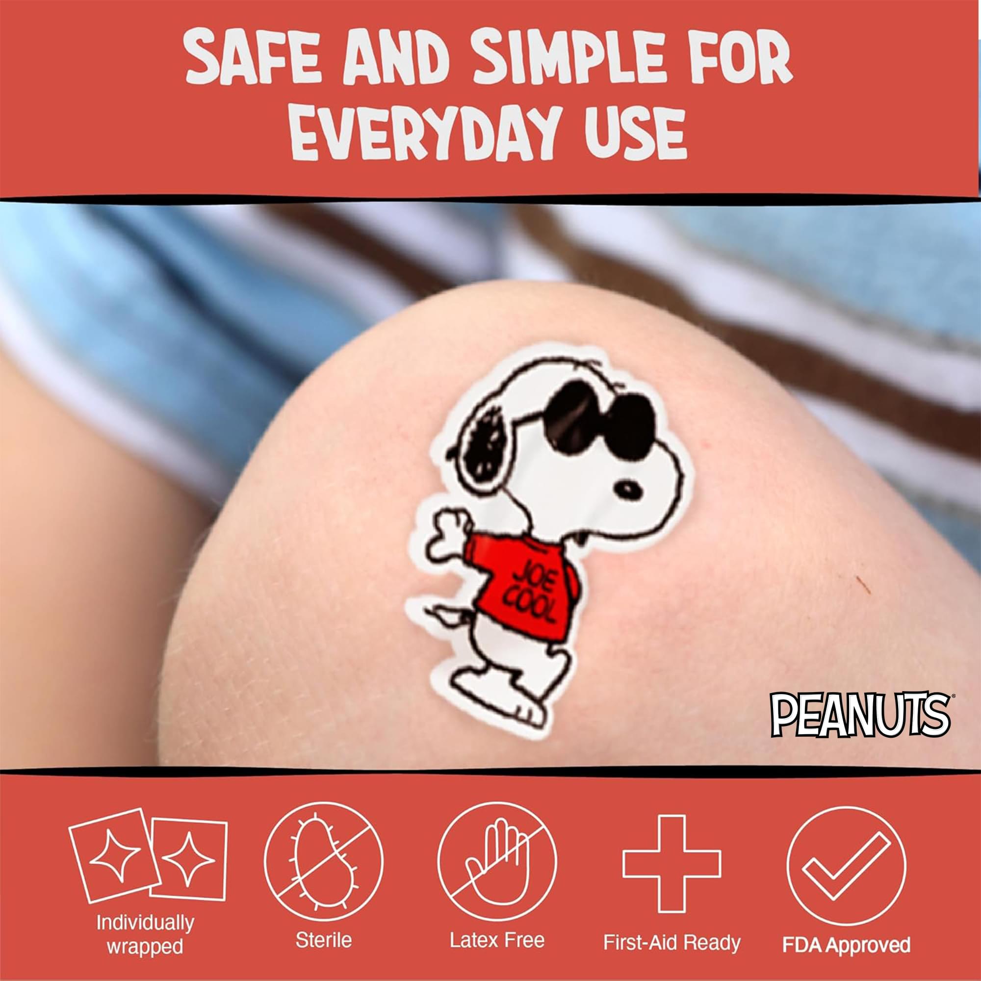 Peanuts Joe Cool Shaped Adhesive Bandages | 20 Count