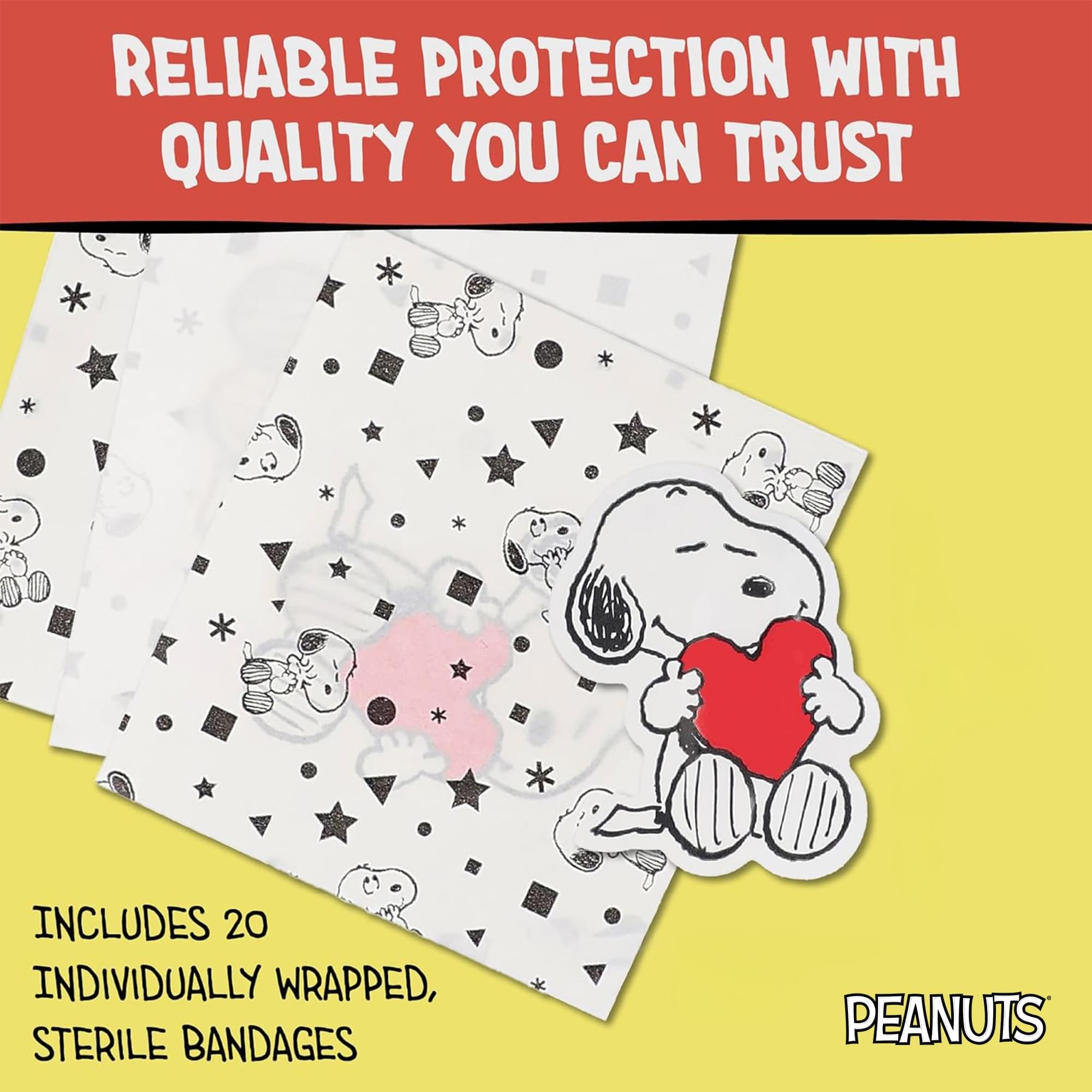 Peanuts Snoopy With Heart Shaped Adhesive Bandages | 20 Count