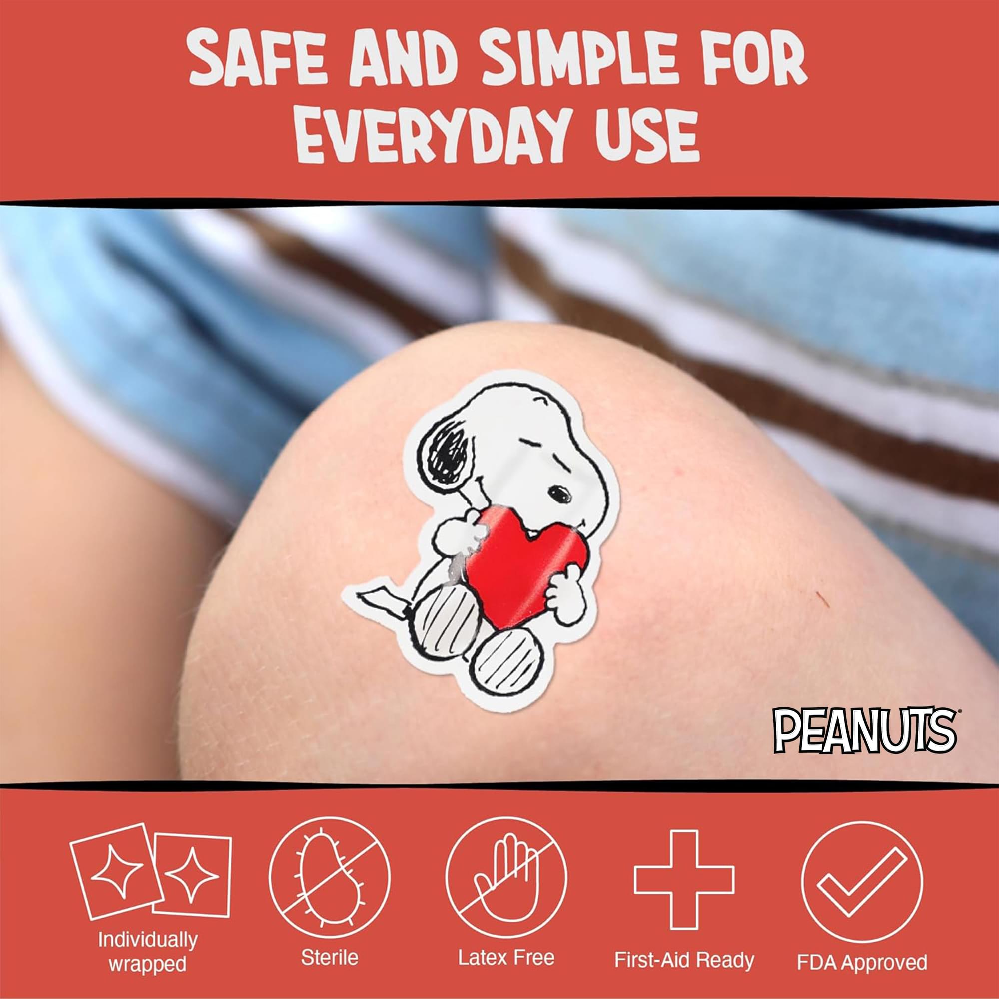 Peanuts Snoopy With Heart Shaped Adhesive Bandages | 20 Count