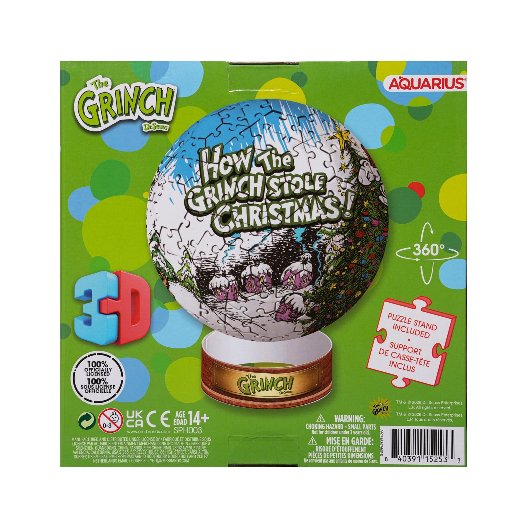 Dr. Seuss The Grinch 212-Piece 3D Sphere Jigsaw Puzzle