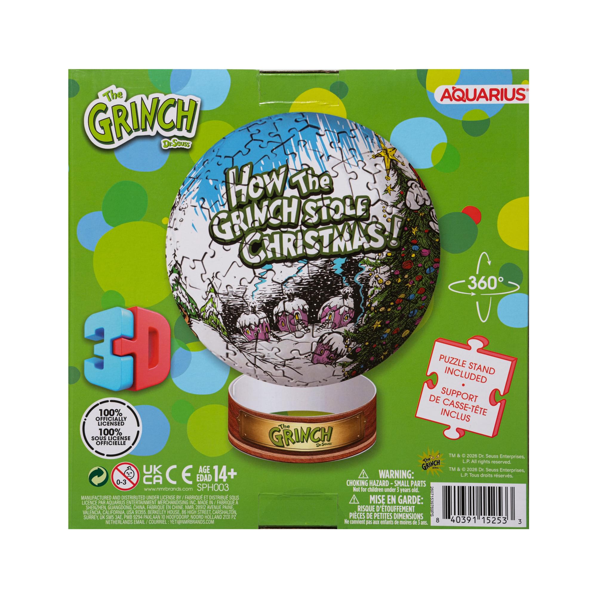 Dr. Seuss The Grinch 212-Piece 3D Sphere Jigsaw Puzzle