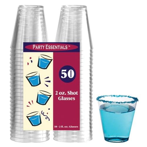 Plastic Clear Shot Glasses 2 oz 50 Count