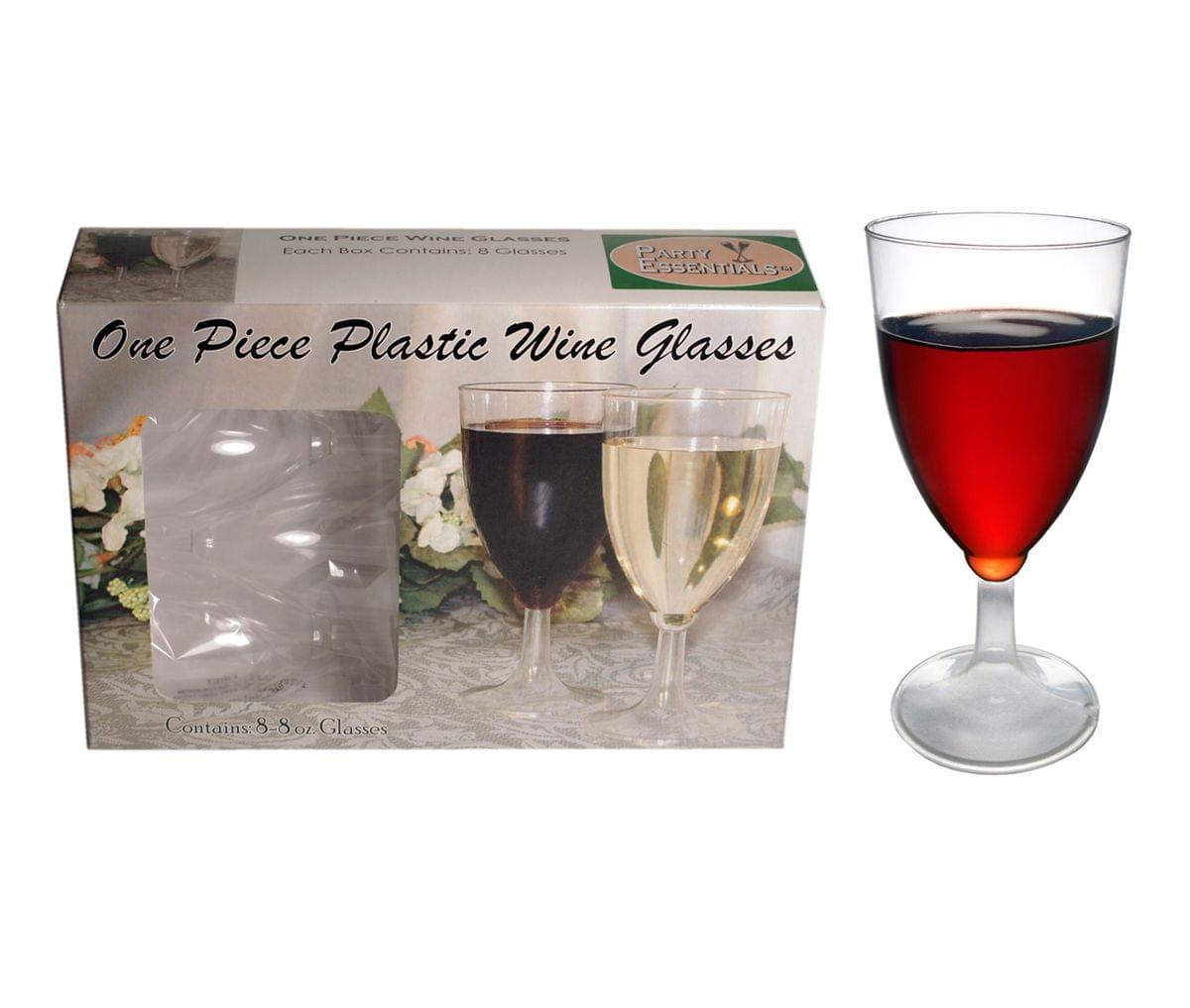 Plastic Wine Glass Clear 1 Piece 8 oz 48 Count