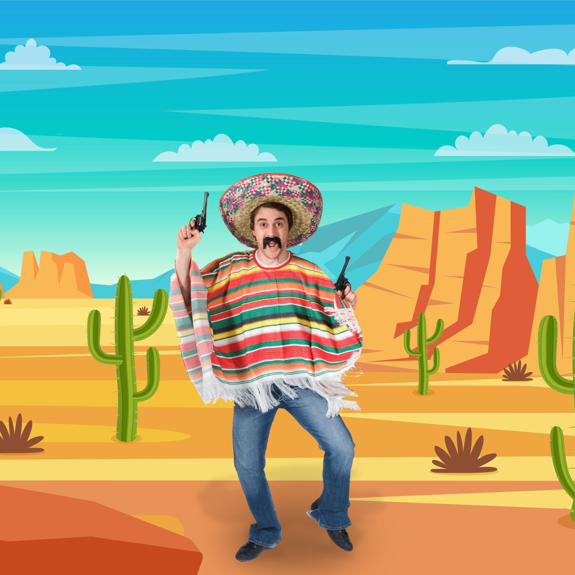 Rainbow Mexican Poncho Adult Costume