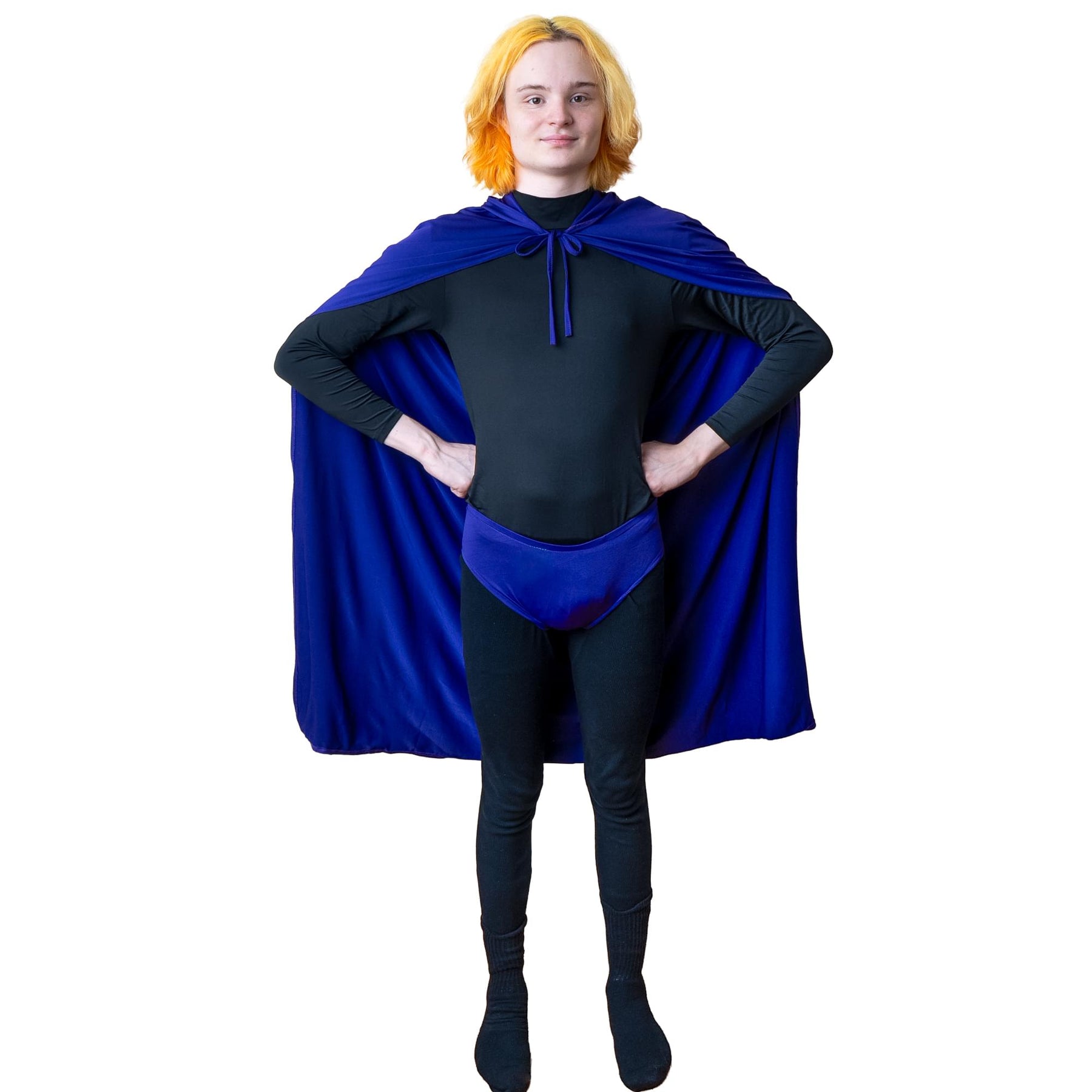 Purple Hooded Superhero Cape & Pants Adult Costume Kit