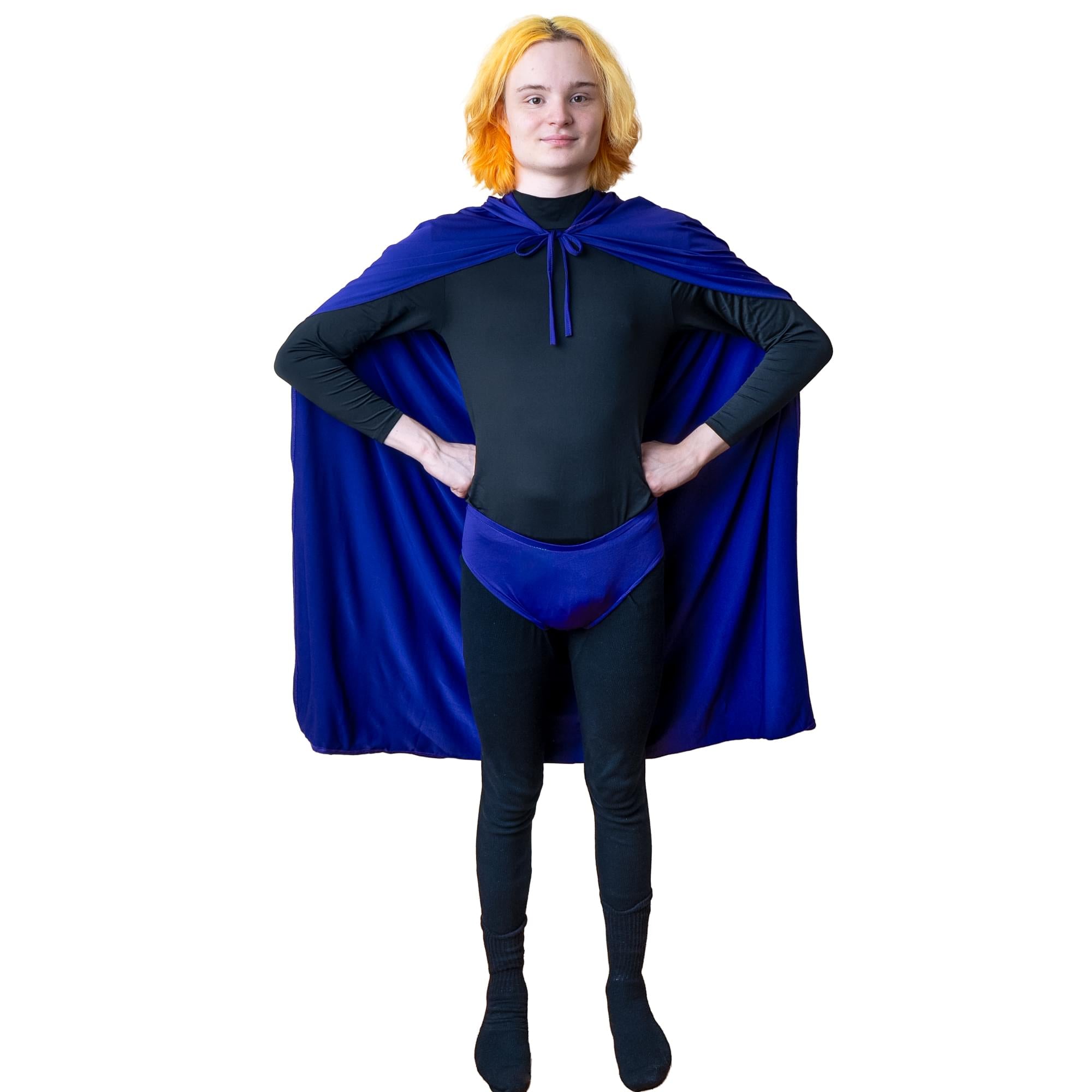 Purple Hooded Superhero Cape & Pants Adult Costume Kit