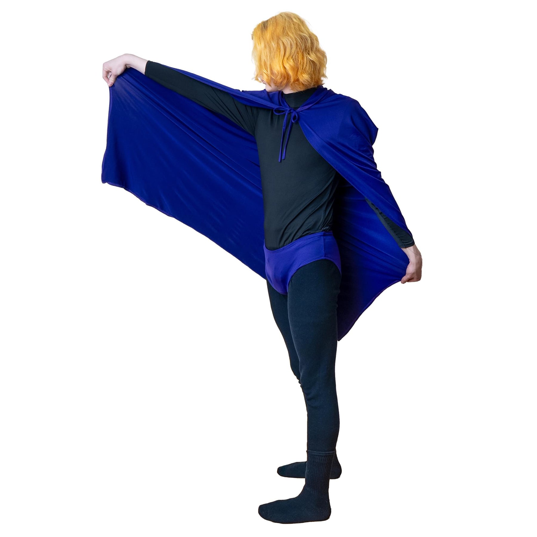 Purple Hooded Superhero Cape & Pants Adult Costume Kit