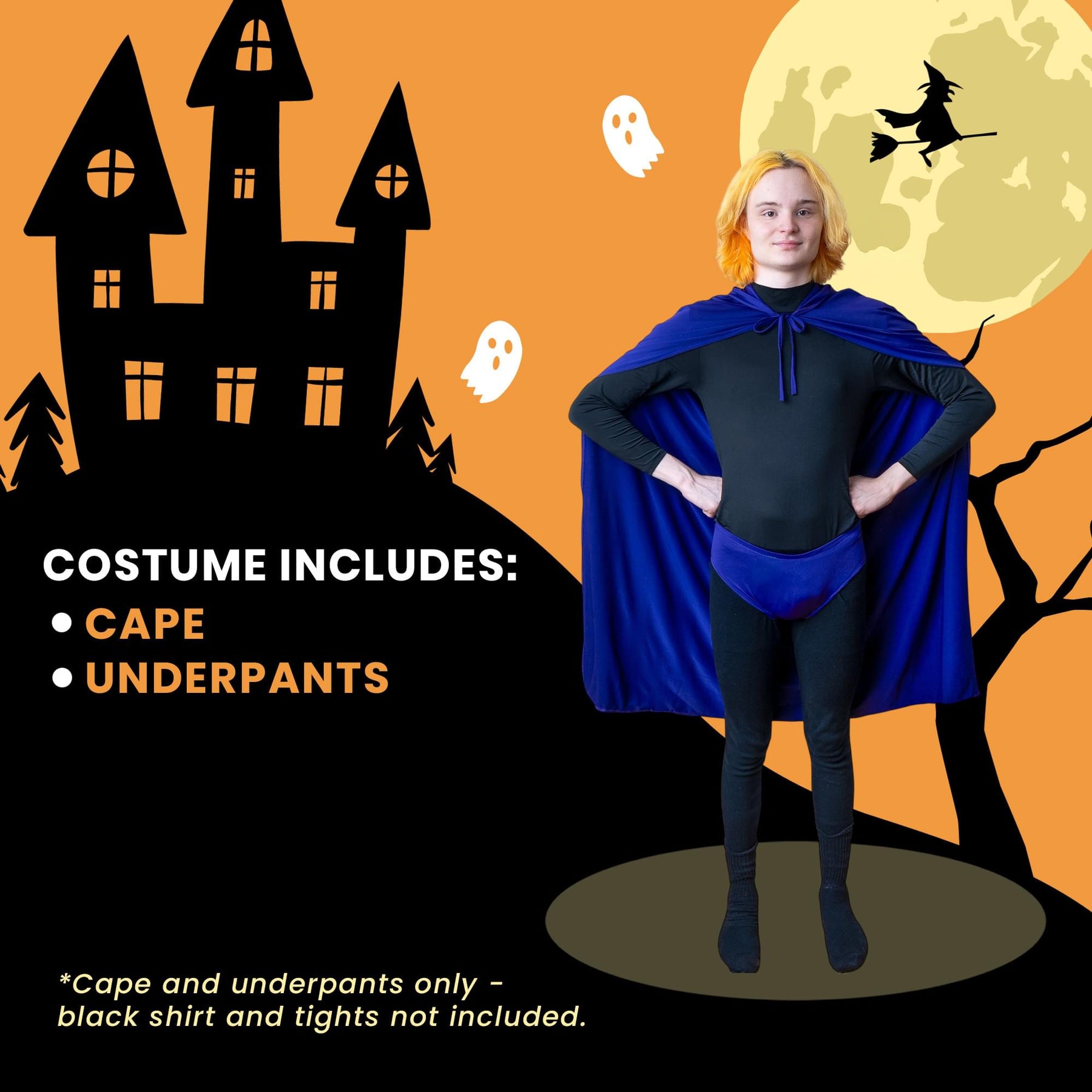 Purple Hooded Superhero Cape & Pants Adult Costume Kit