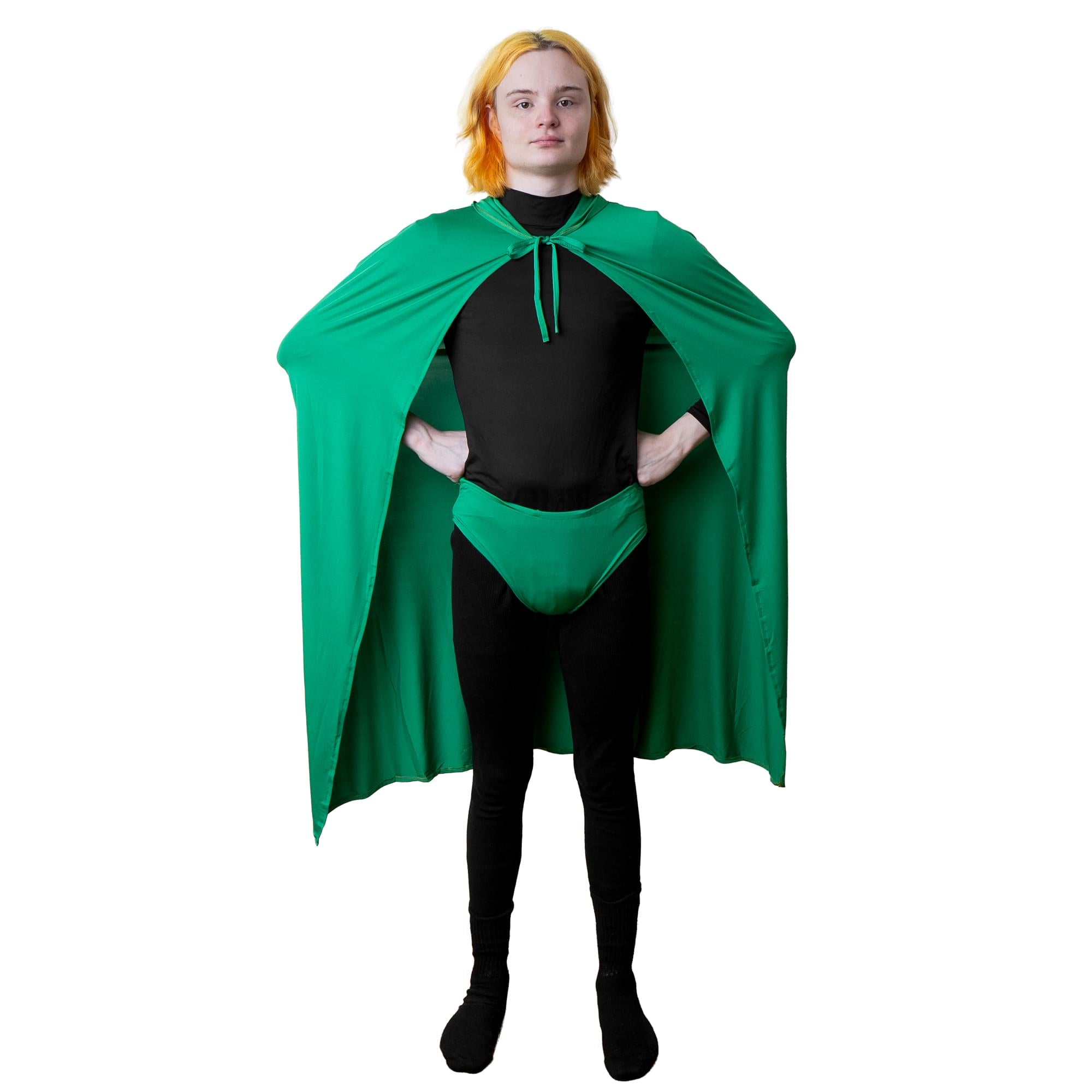 Green Hooded Superhero Cape & Pants Adult Costume Kit