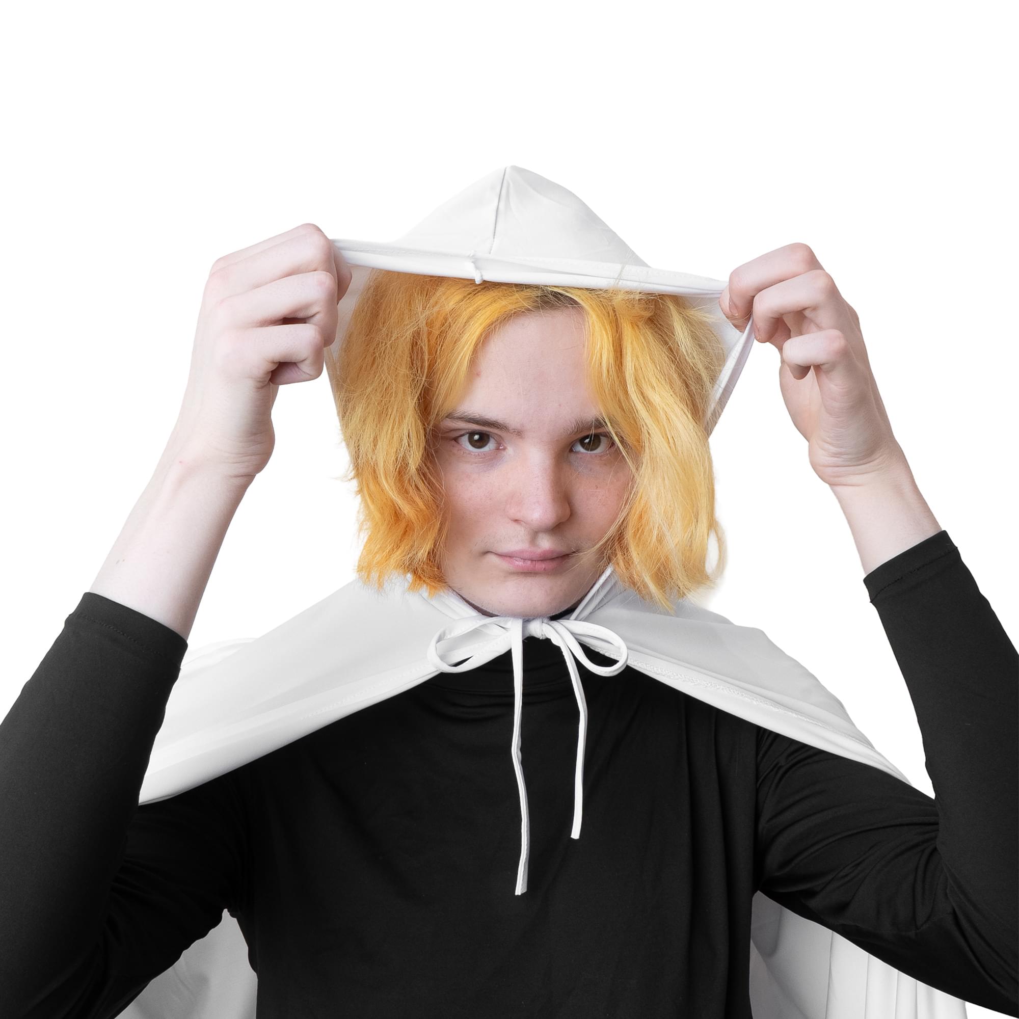 White Hooded Superhero Cape & Pants Adult Costume Kit
