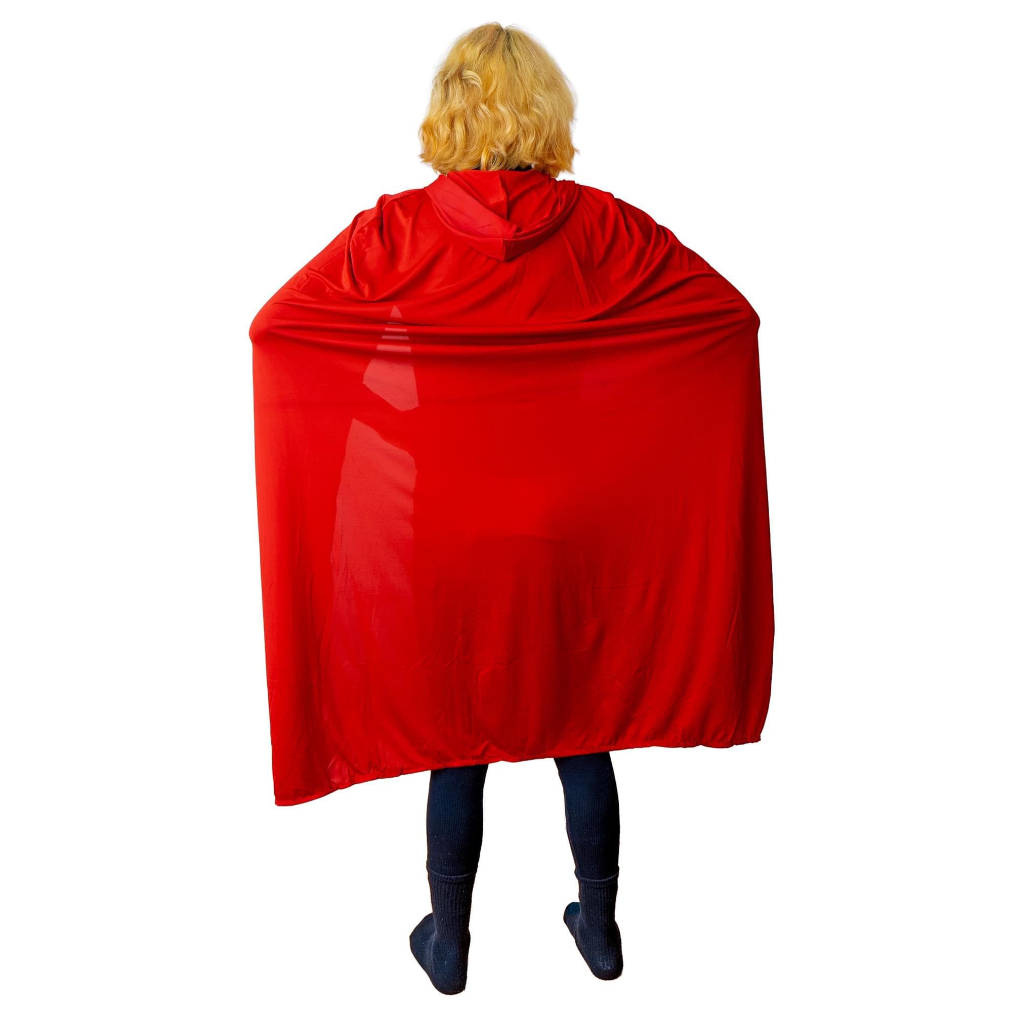 Red Hooded Superhero Cape & Pants Adult Costume Kit