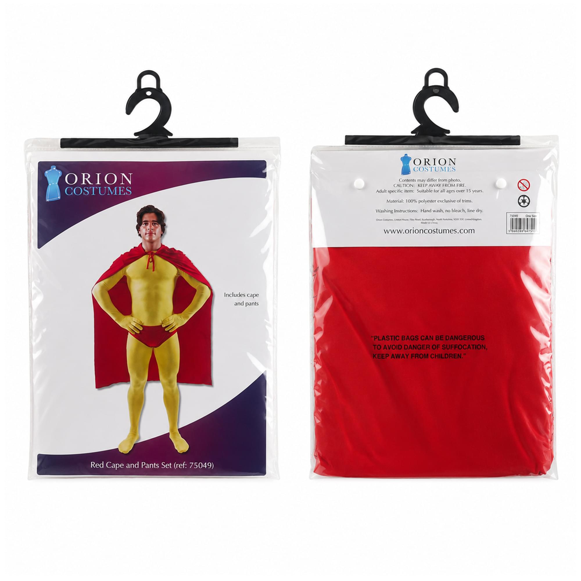 Red Hooded Superhero Cape & Pants Adult Costume Kit