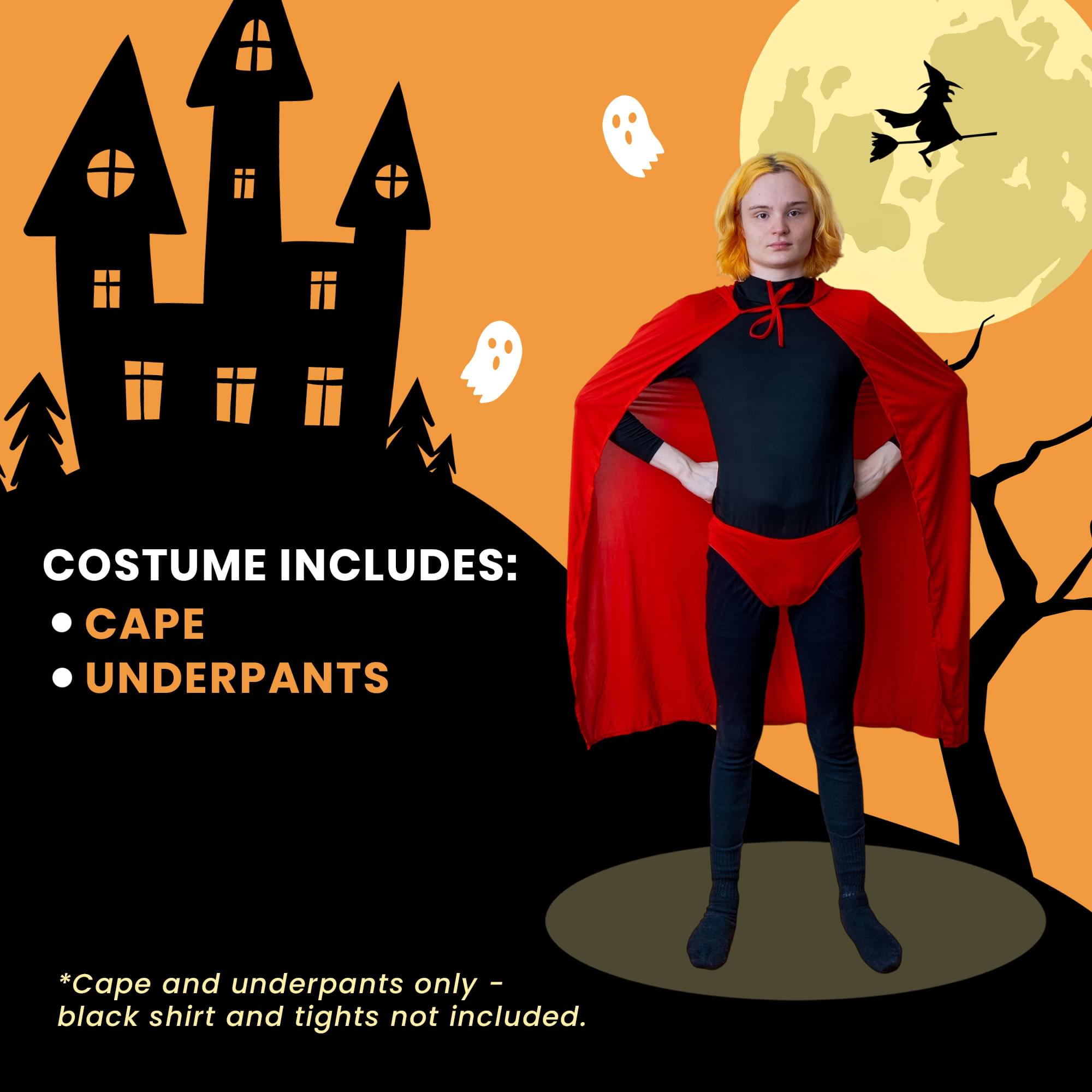 Red Hooded Superhero Cape & Pants Adult Costume Kit