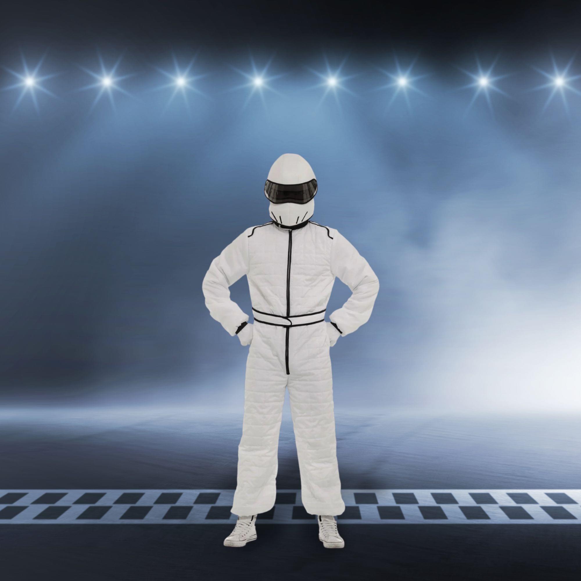 White Racing Suit and Helmet Adult Costume