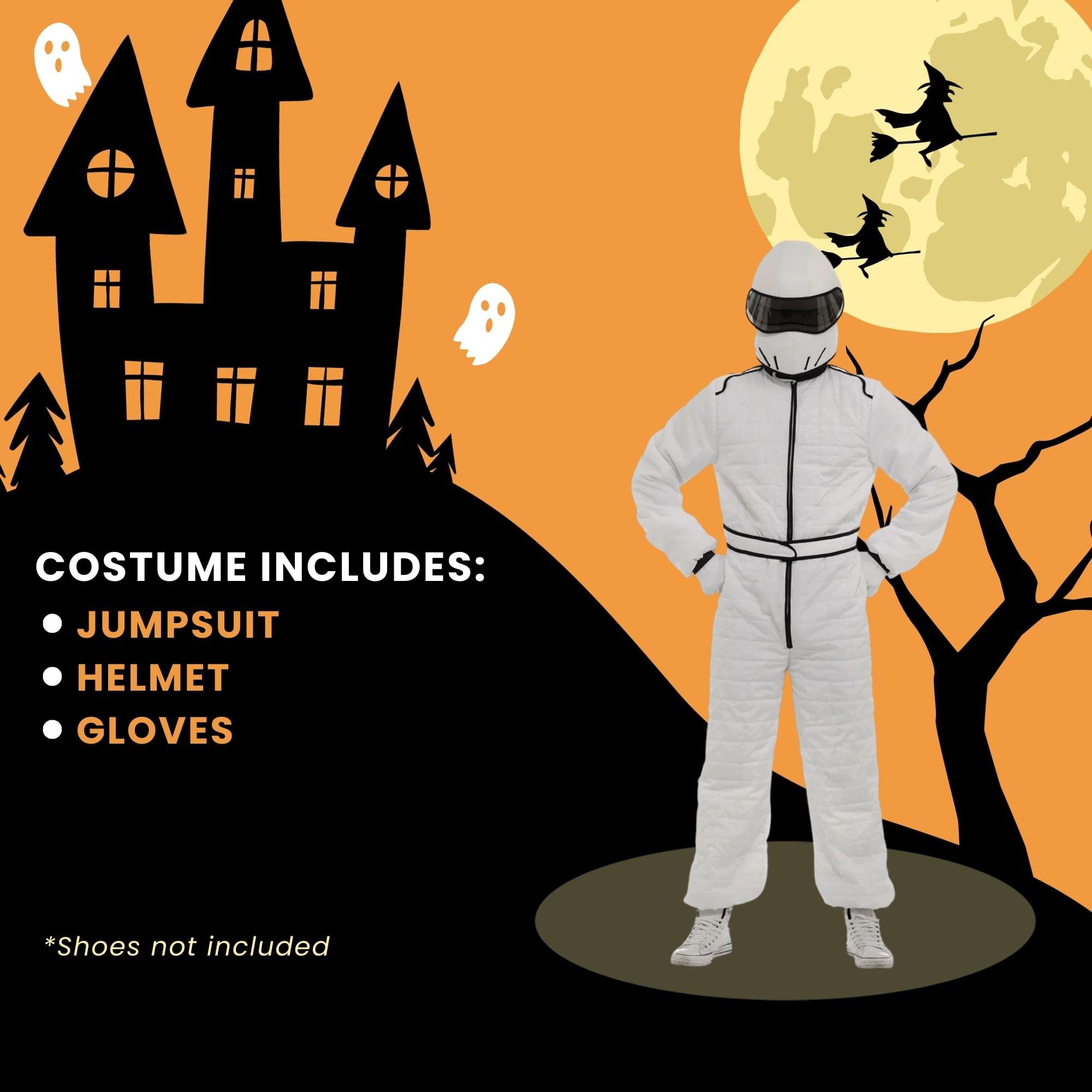 White Racing Suit and Helmet Adult Costume