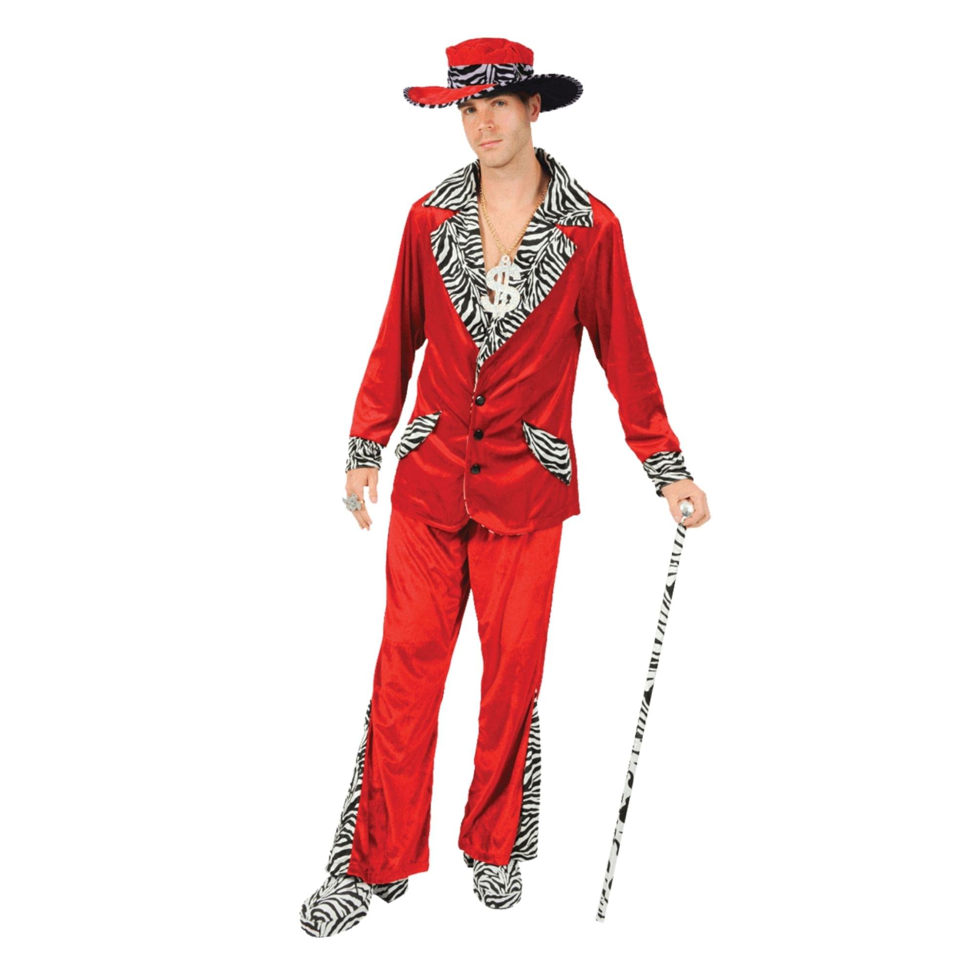Red Pimp Adult Costume & Hat