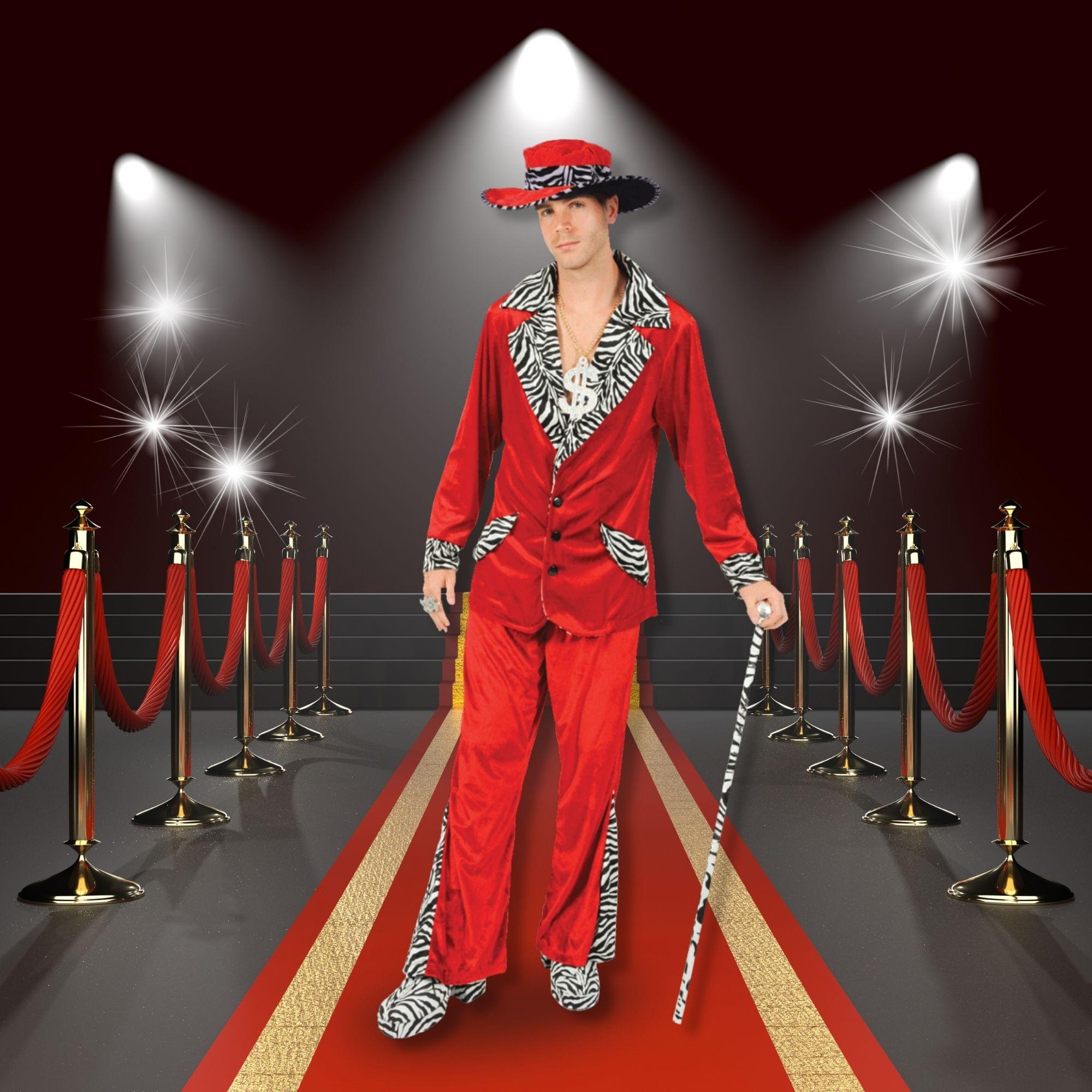 Red Pimp Adult Costume & Hat