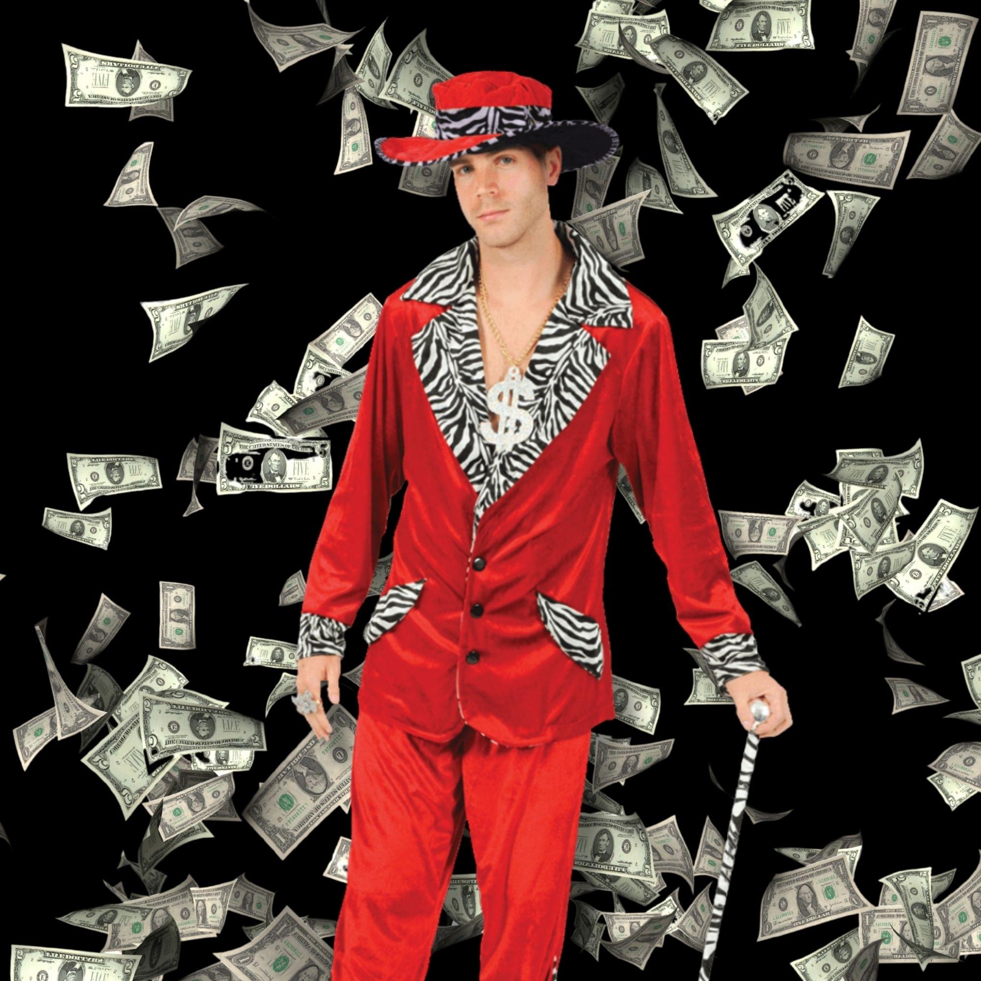 Red Pimp Adult Costume & Hat