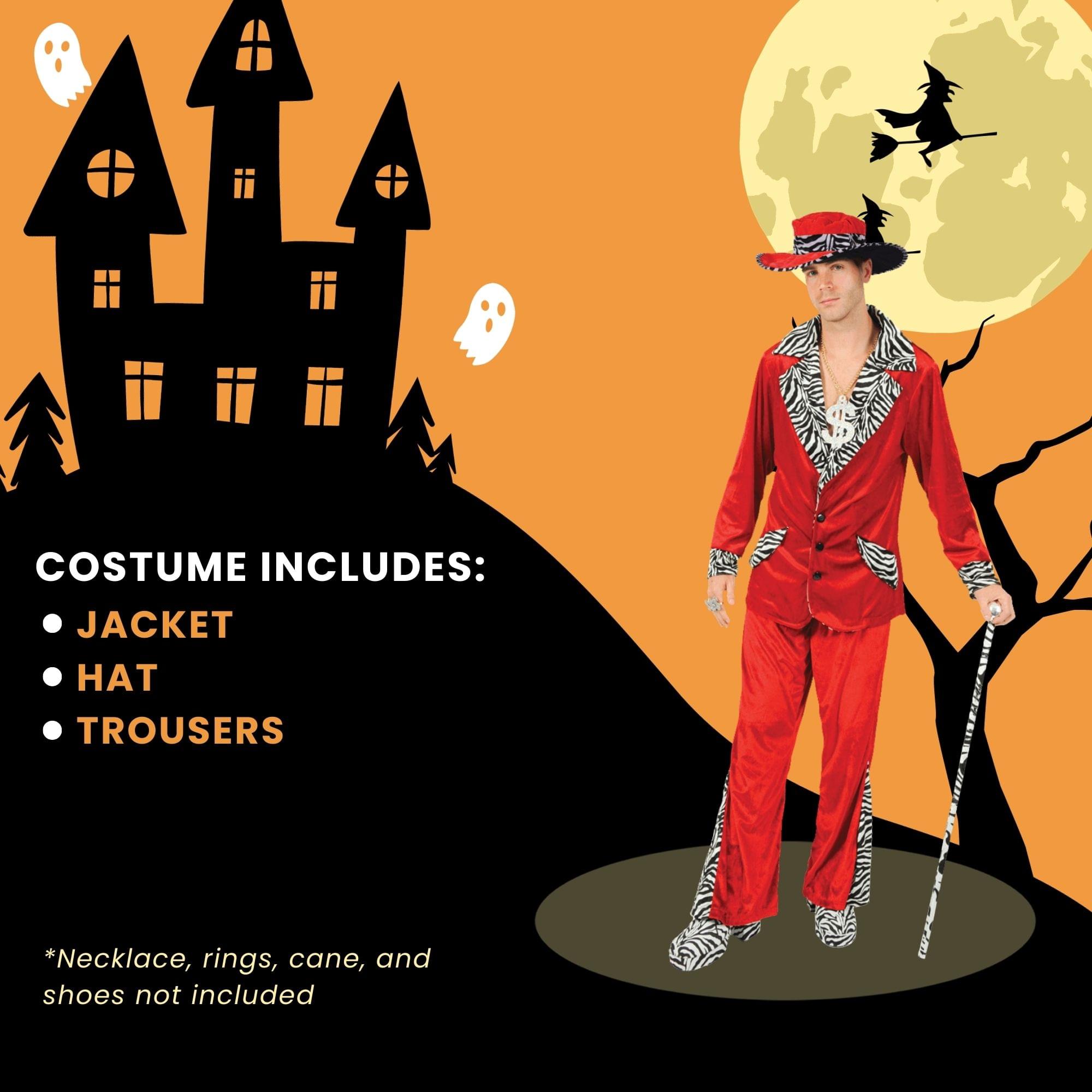 Red Pimp Adult Costume & Hat