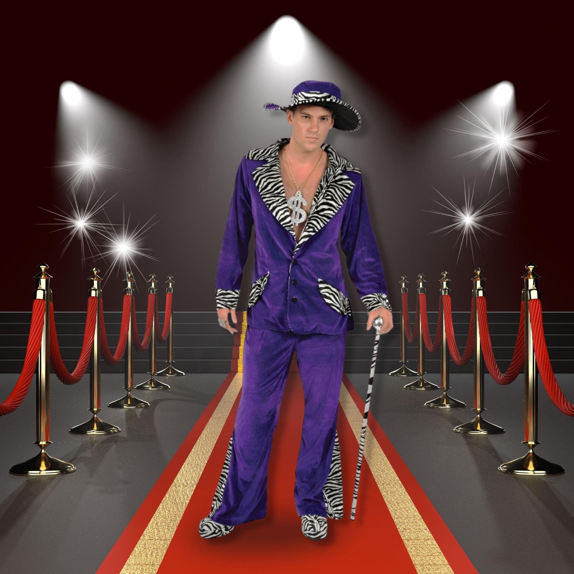 Adult Purple Pimp Costume and Hat