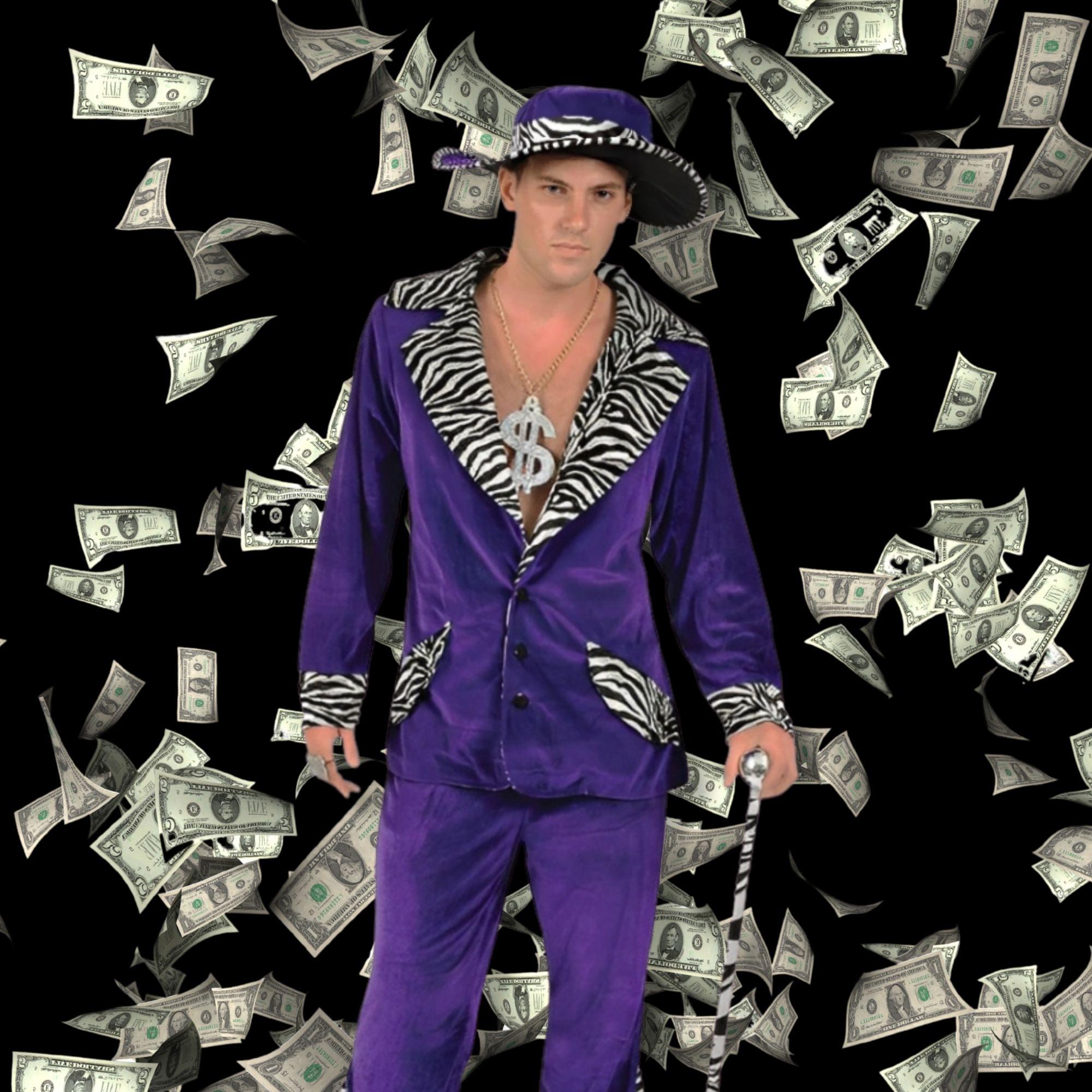 Adult Purple Pimp Costume and Hat