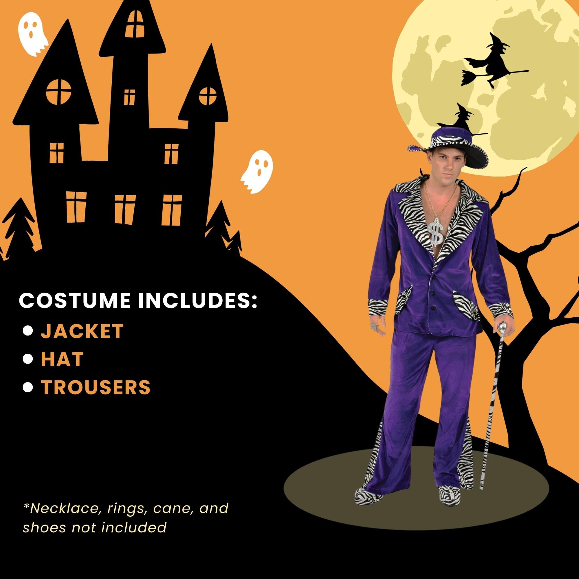 Adult Purple Pimp Costume and Hat