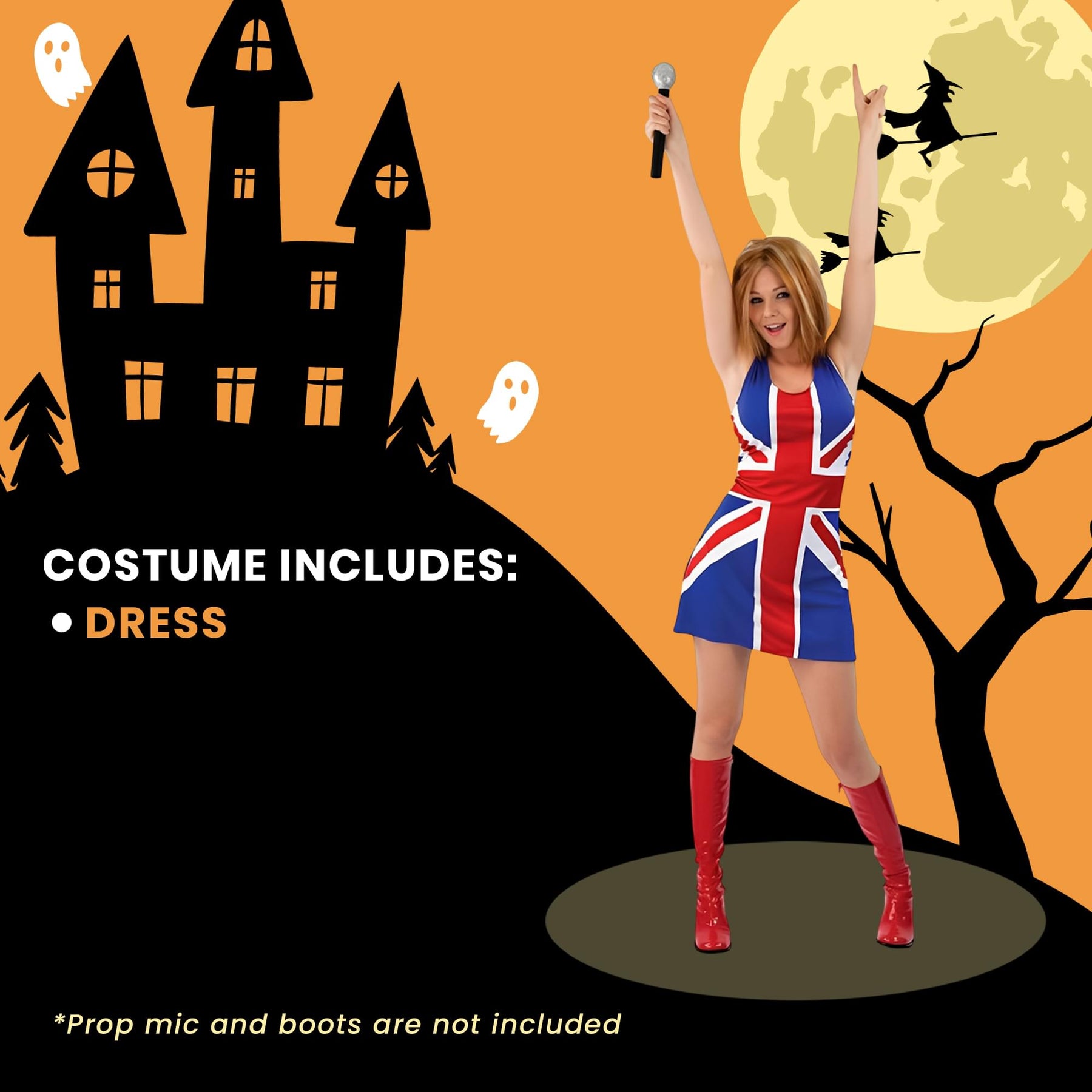 Union Jack Spice Girl Adult Costume Dress