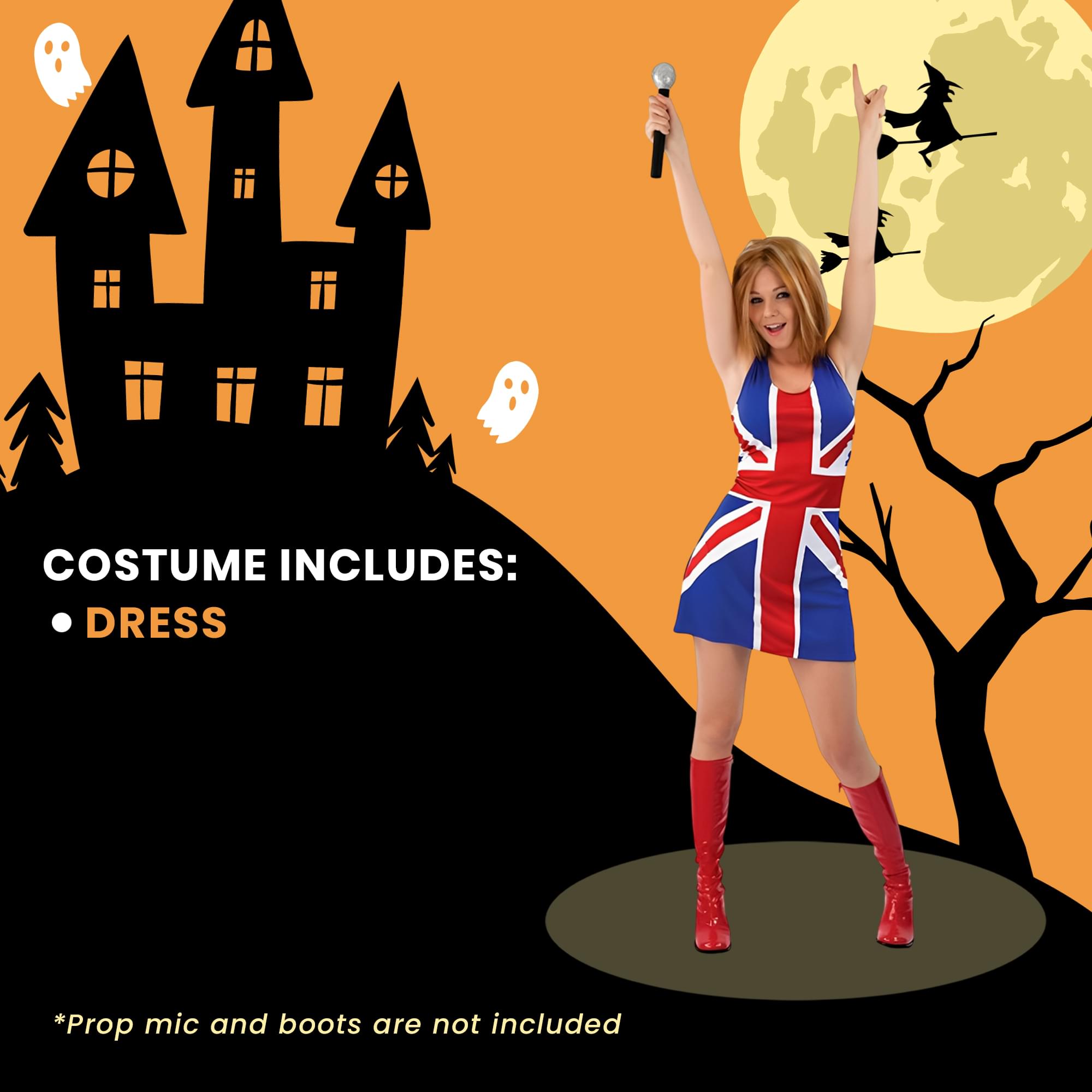 Union Jack Spice Girl Adult Costume Dress