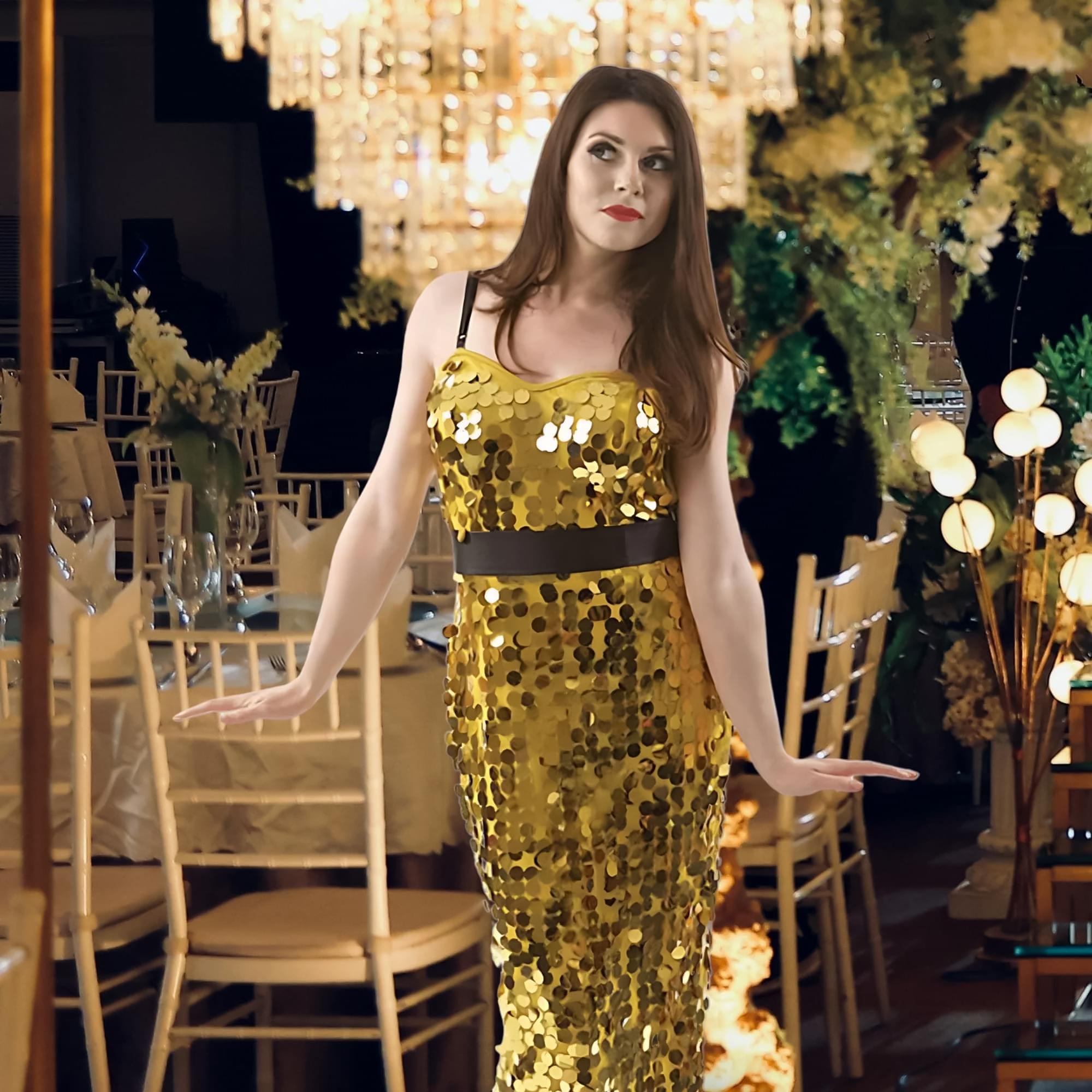 Women's Gold Soul Singer Adult Costume Dress