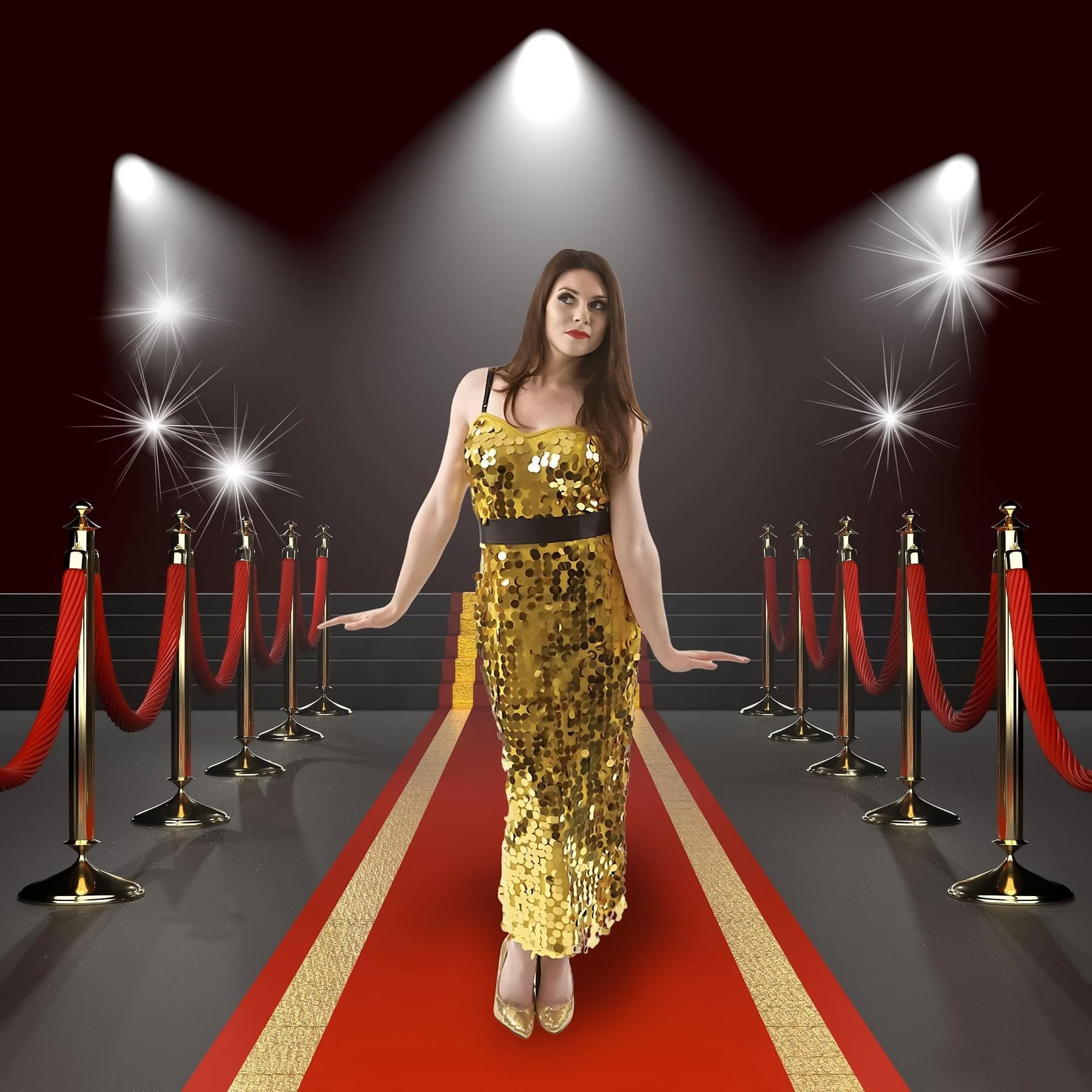 Women's Gold Soul Singer Adult Costume Dress