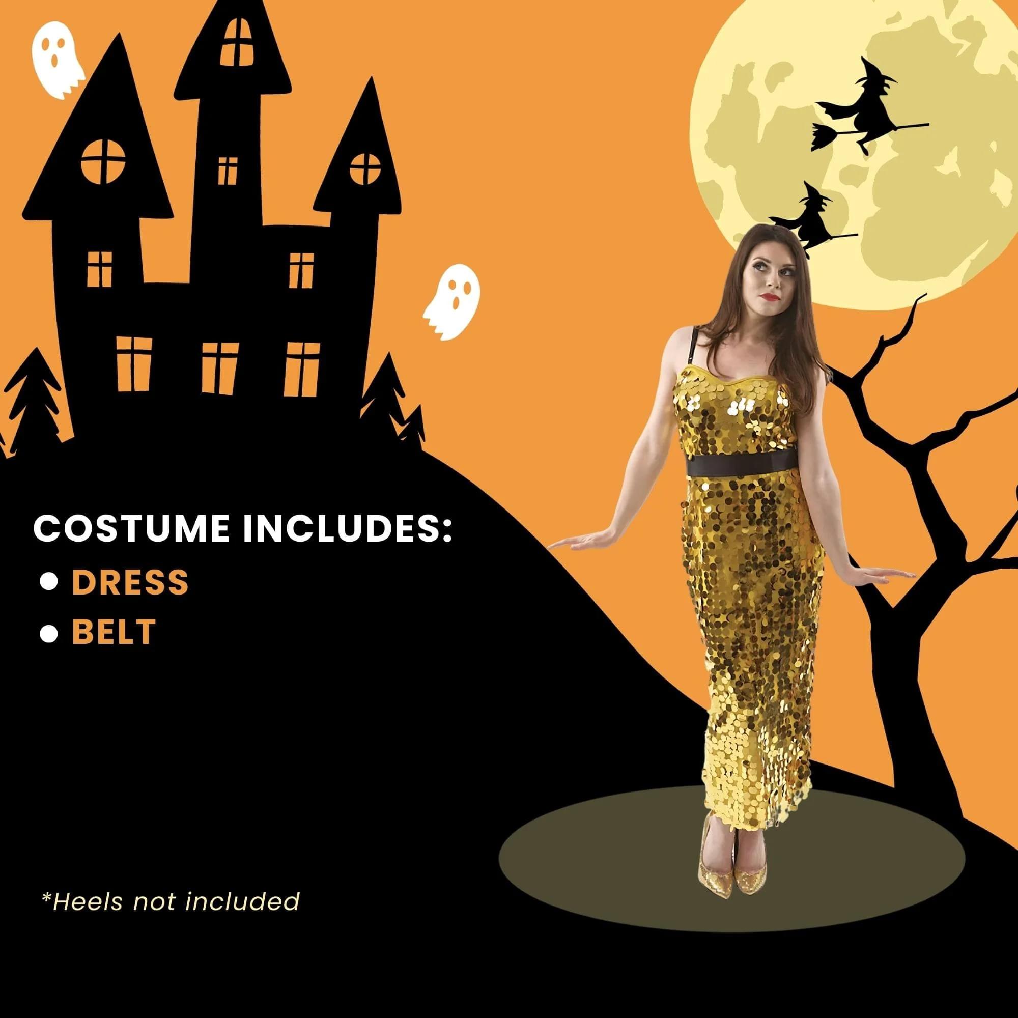Women's Gold Soul Singer Adult Costume Dress