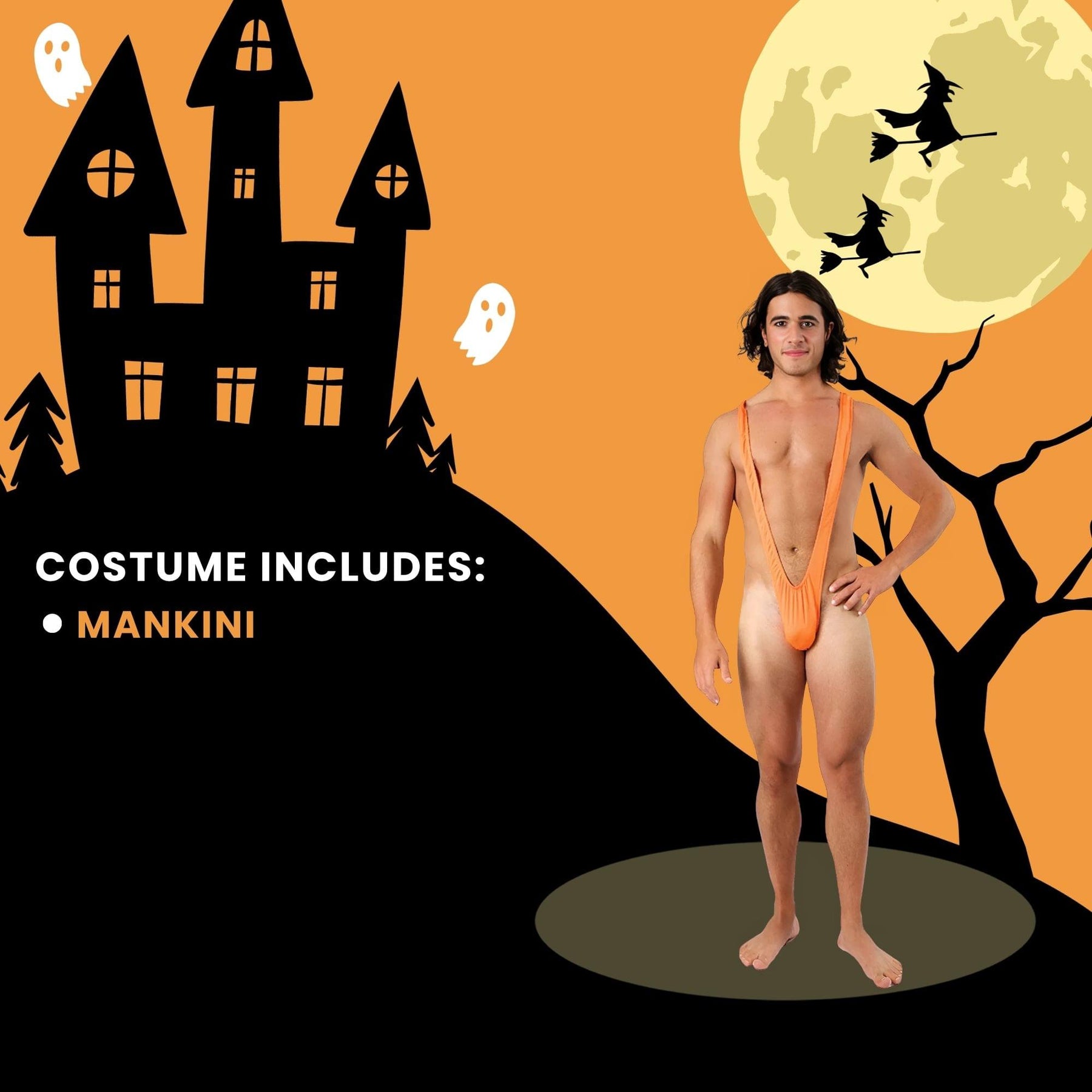 Borat Mankini Thong Swimsuit (luminous Orange) Adult Costume