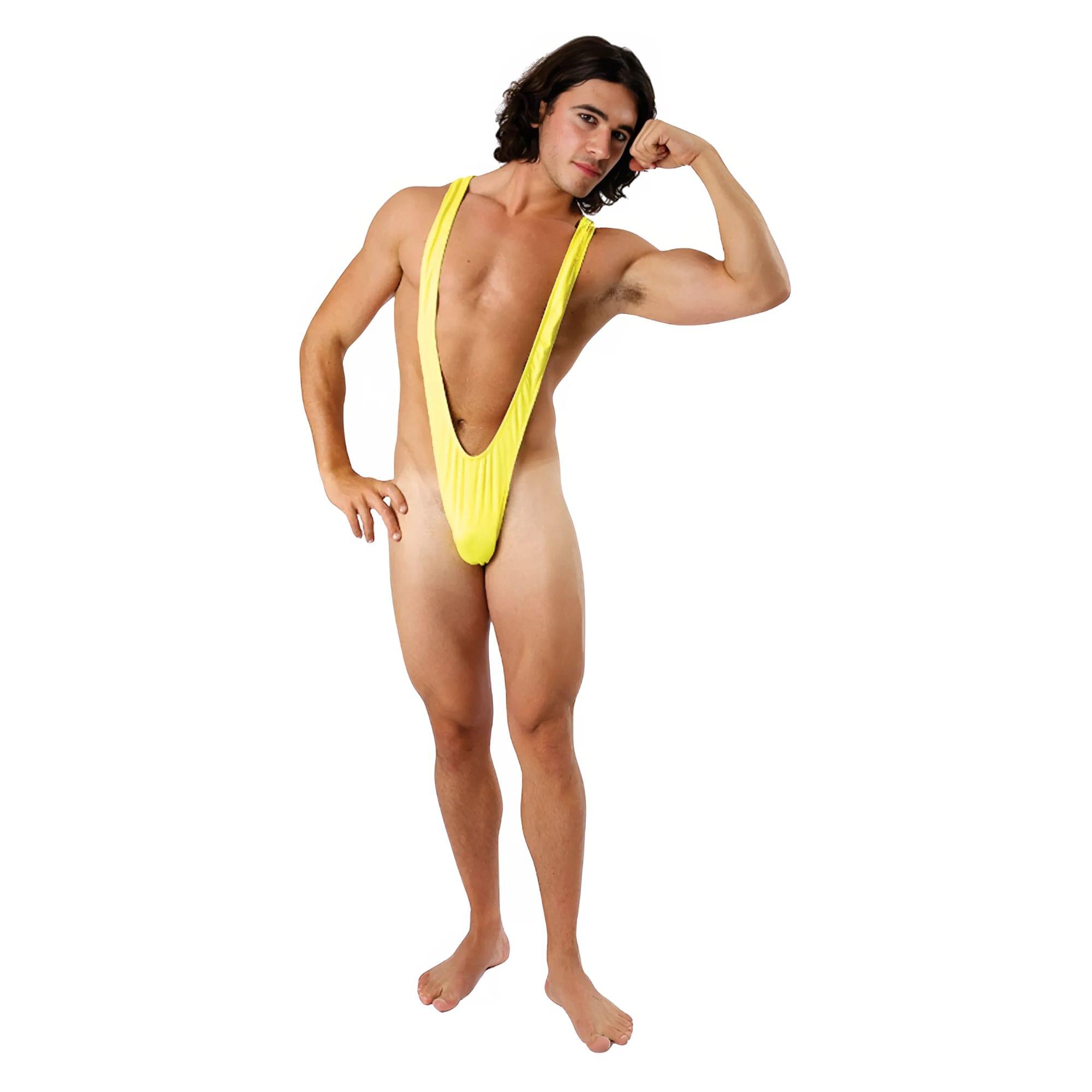 Borat Mankini Thong Swimsuit (luminous Yellow) Adult Costume