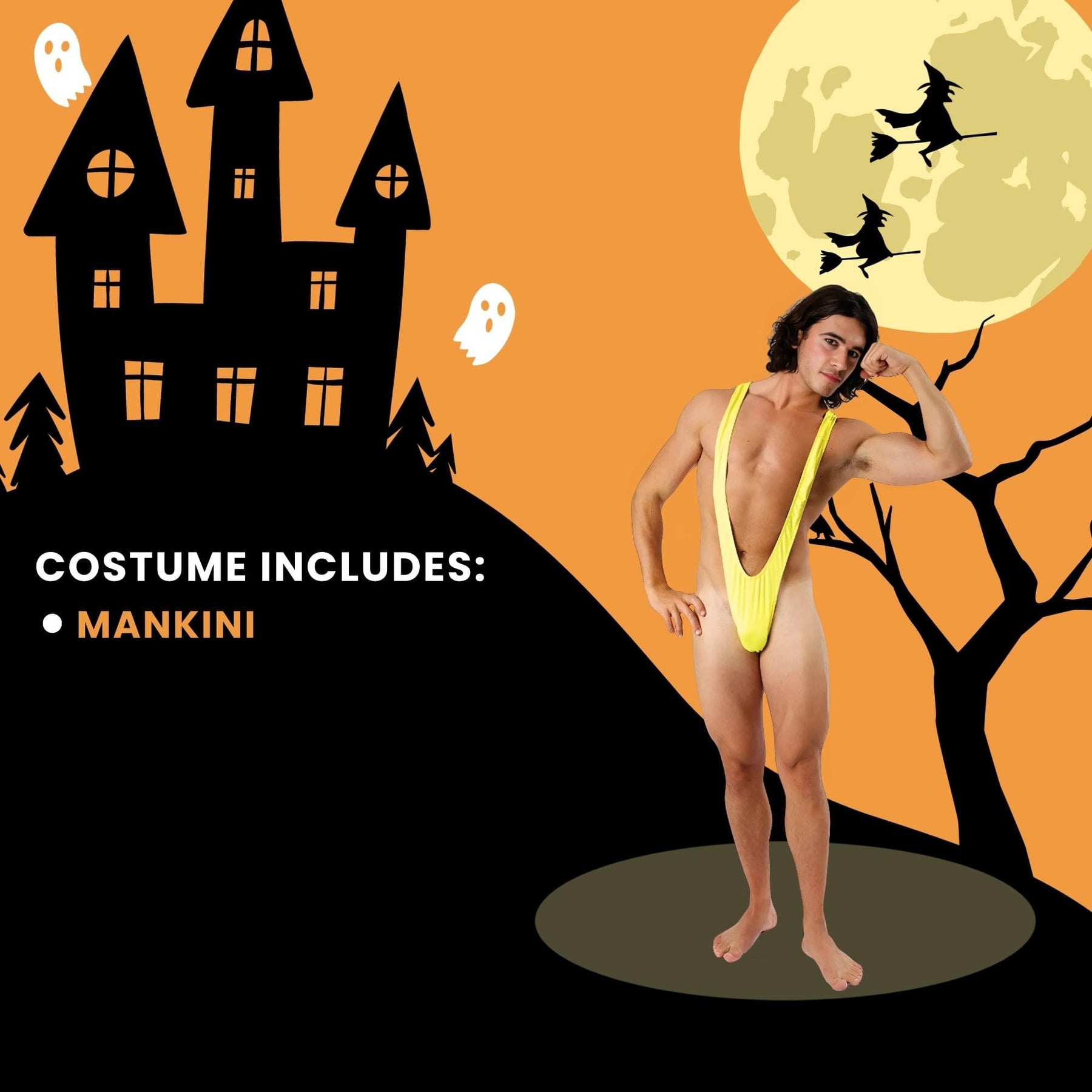 Borat Mankini Thong Swimsuit (luminous Yellow) Adult Costume