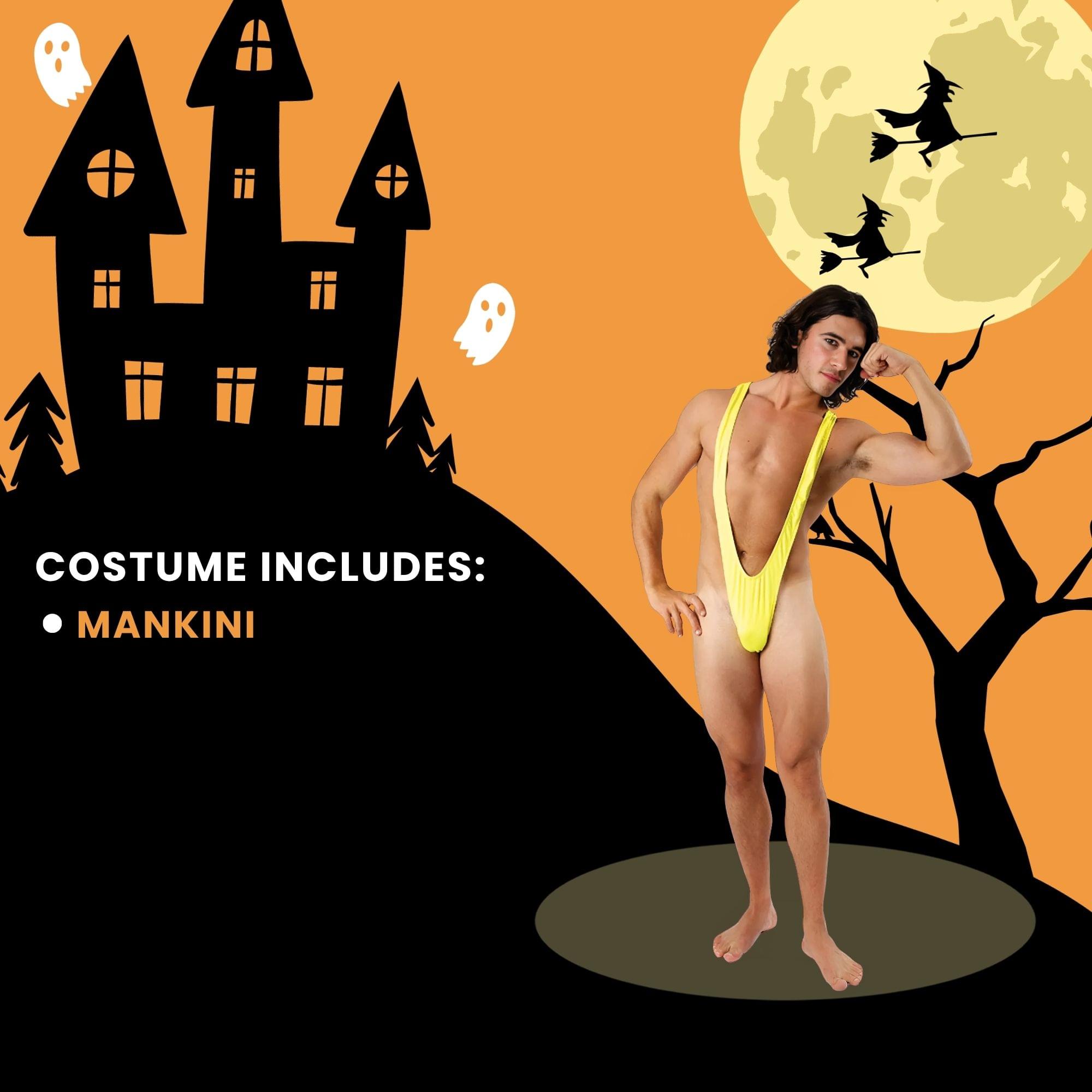 Borat Mankini Thong Swimsuit (luminous Yellow) Adult Costume