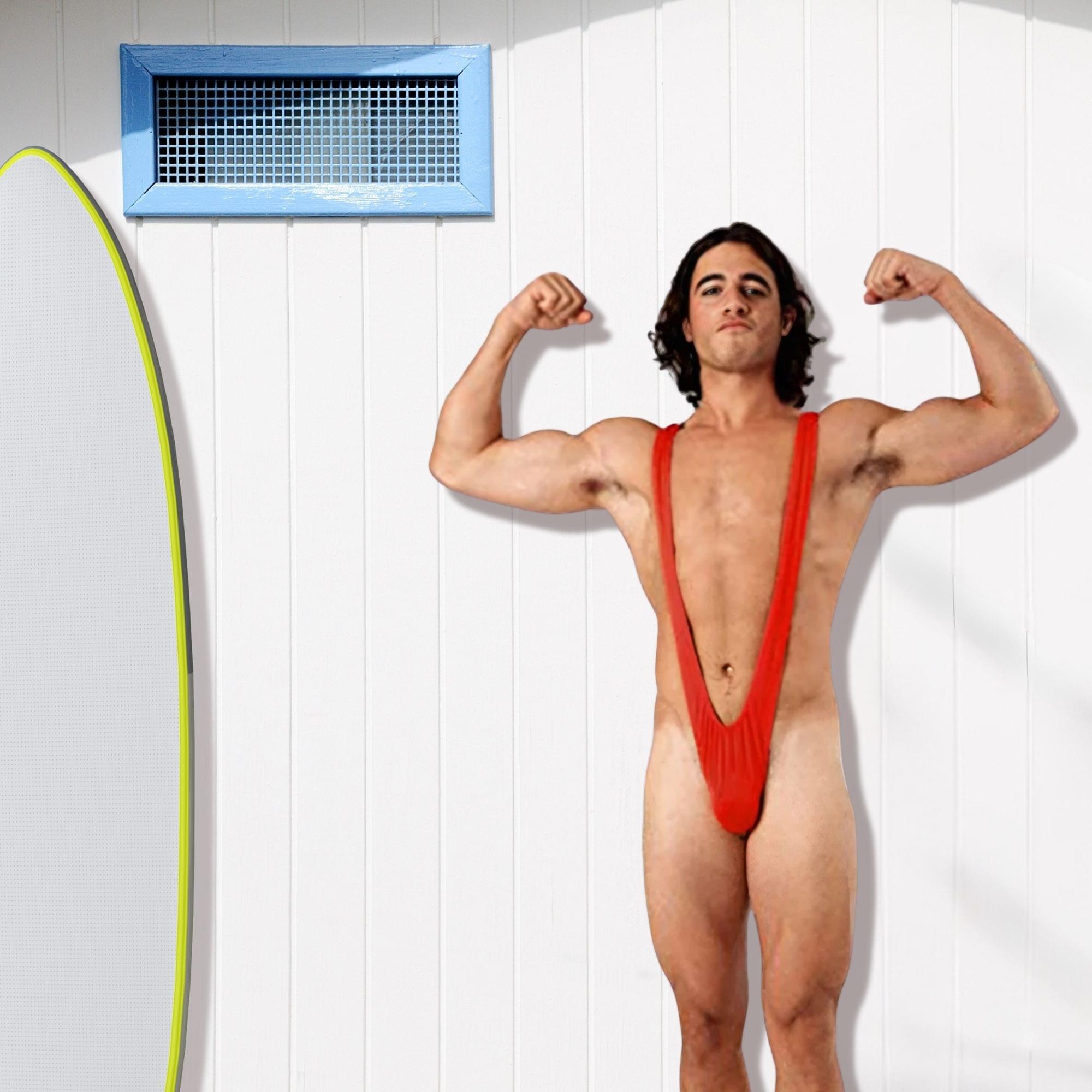 Borat Mankini Thong Swimsuit (bright Red) Adult Costume