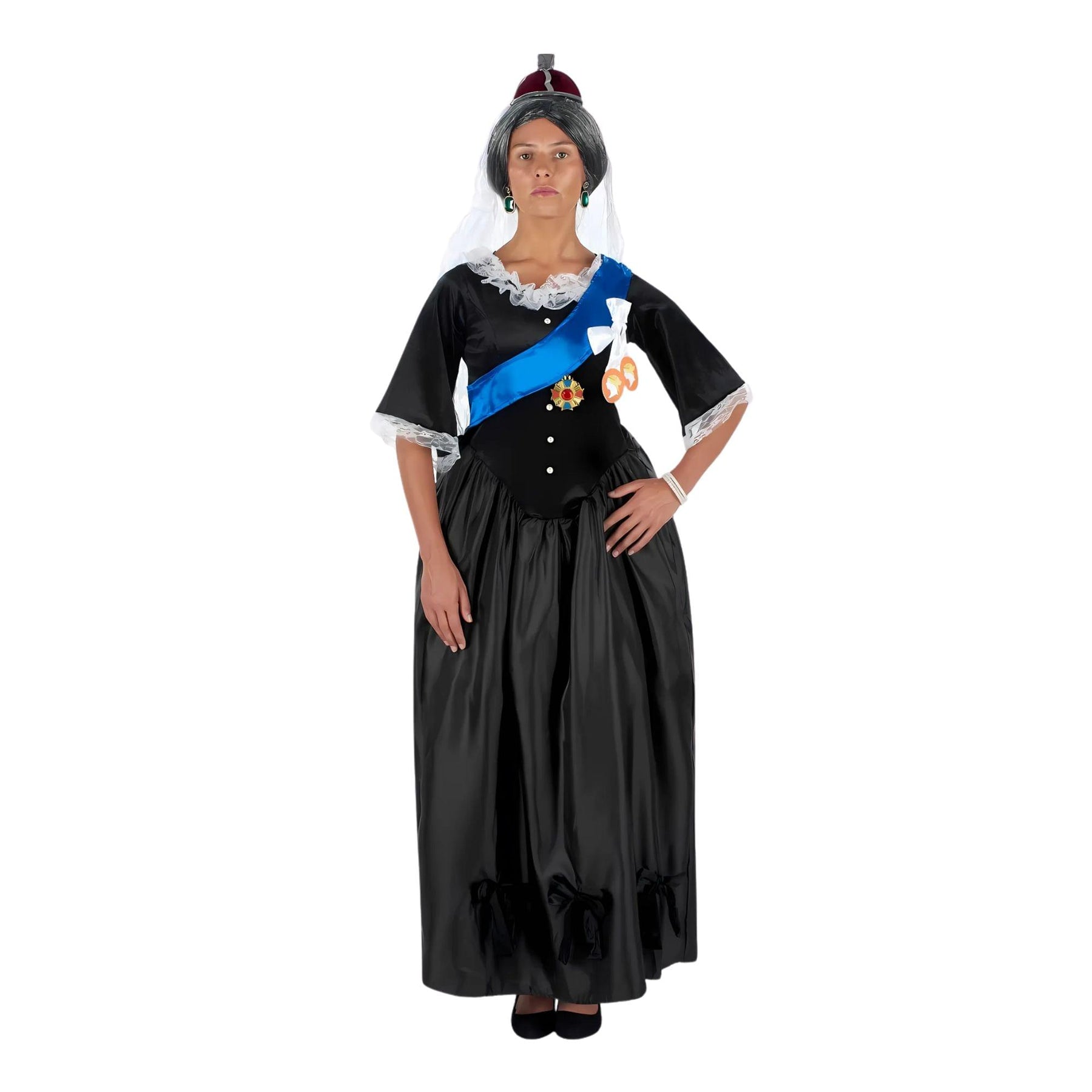 Women's Royal Queen Kostüm – Mittelalterliches Kleid Mit Hermelin-Kragen & Krone, Größe M, Für Karneval Und Feste