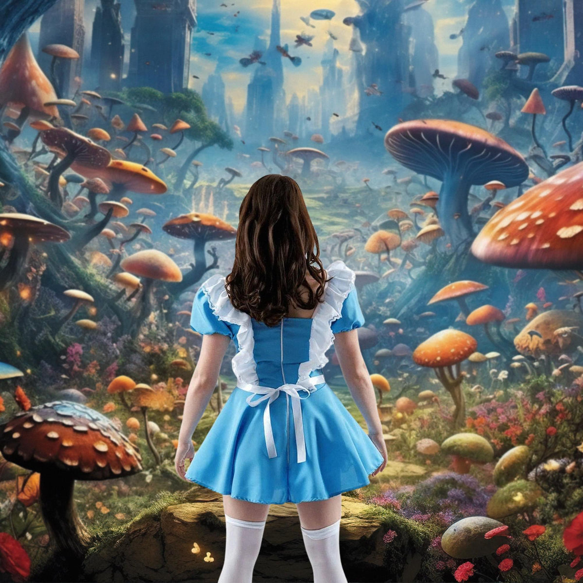 Adult Alice Costume Longer Length Dress and Headband