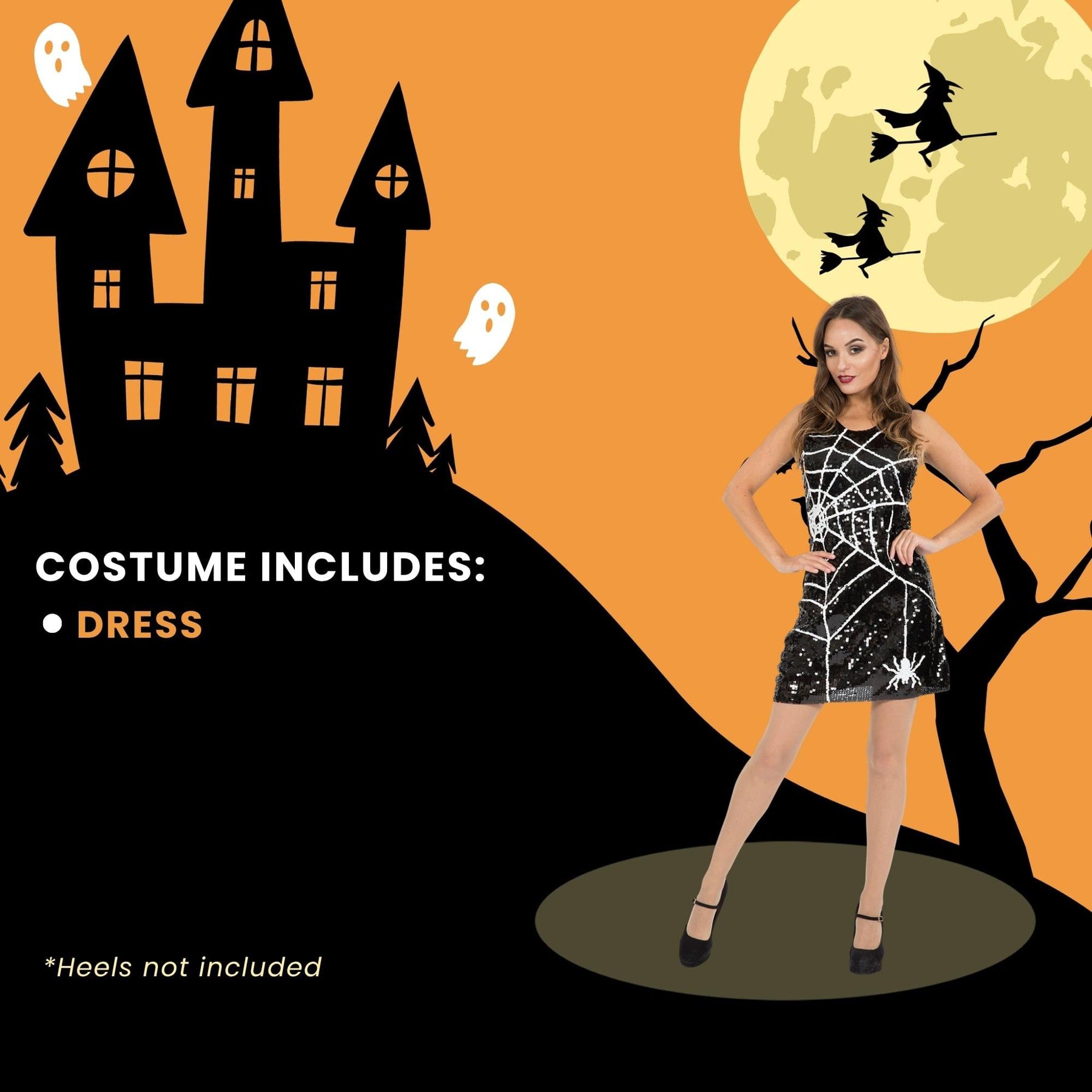 Spider Pattern Sequin Fashion Dress / Adult Costume