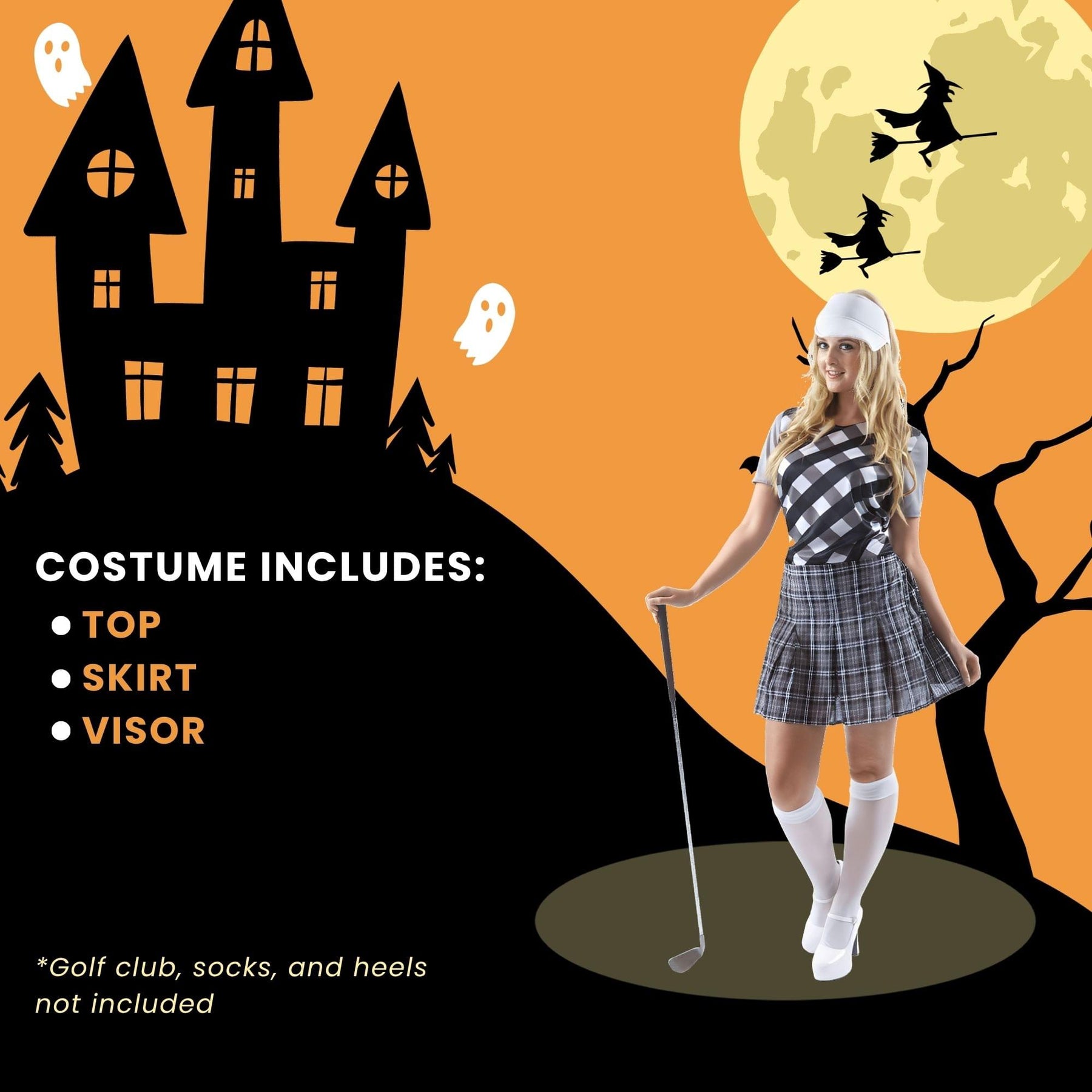 Female Golfer (black & White) Adult Costume