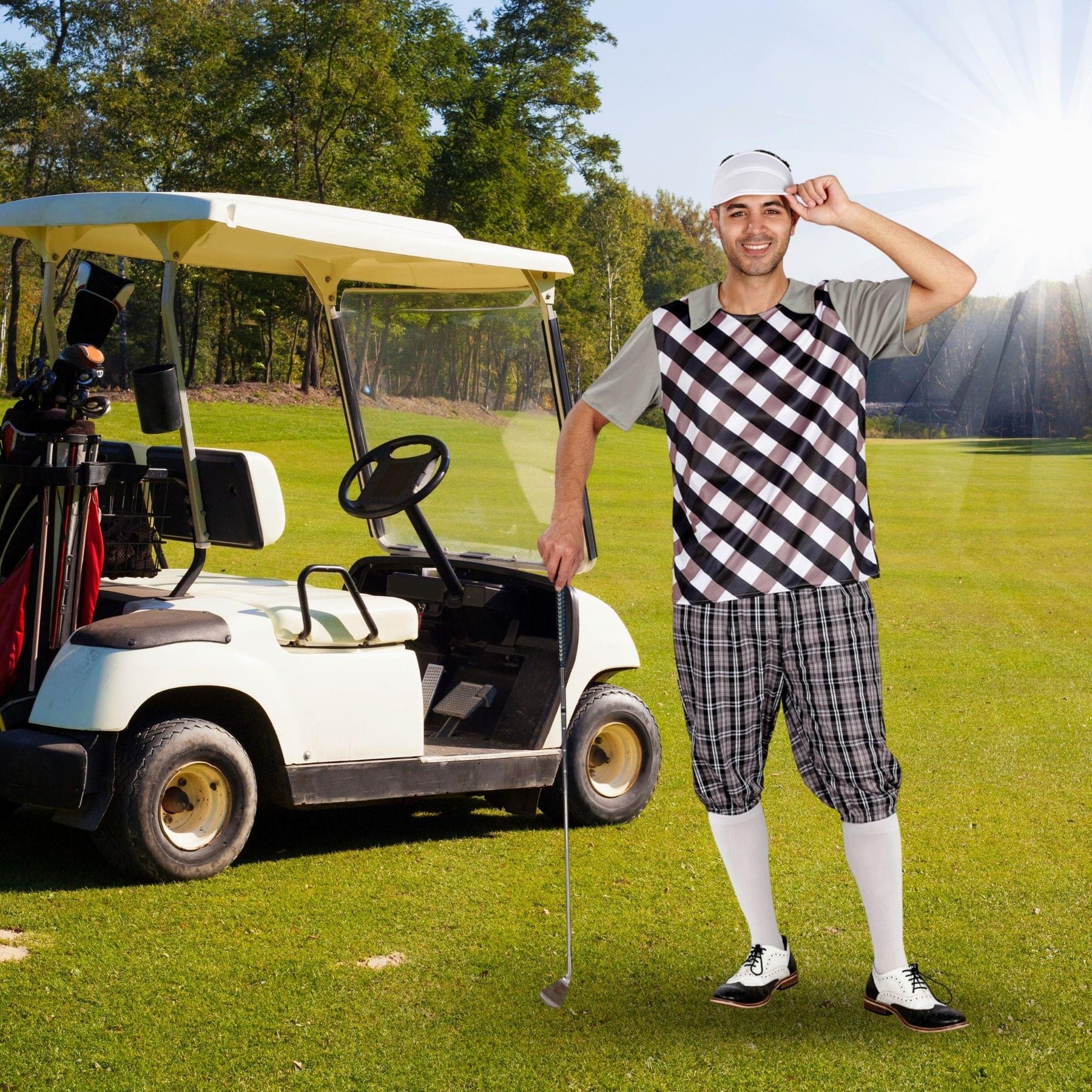 Male Golfer (black & White) Standard Adult Costume